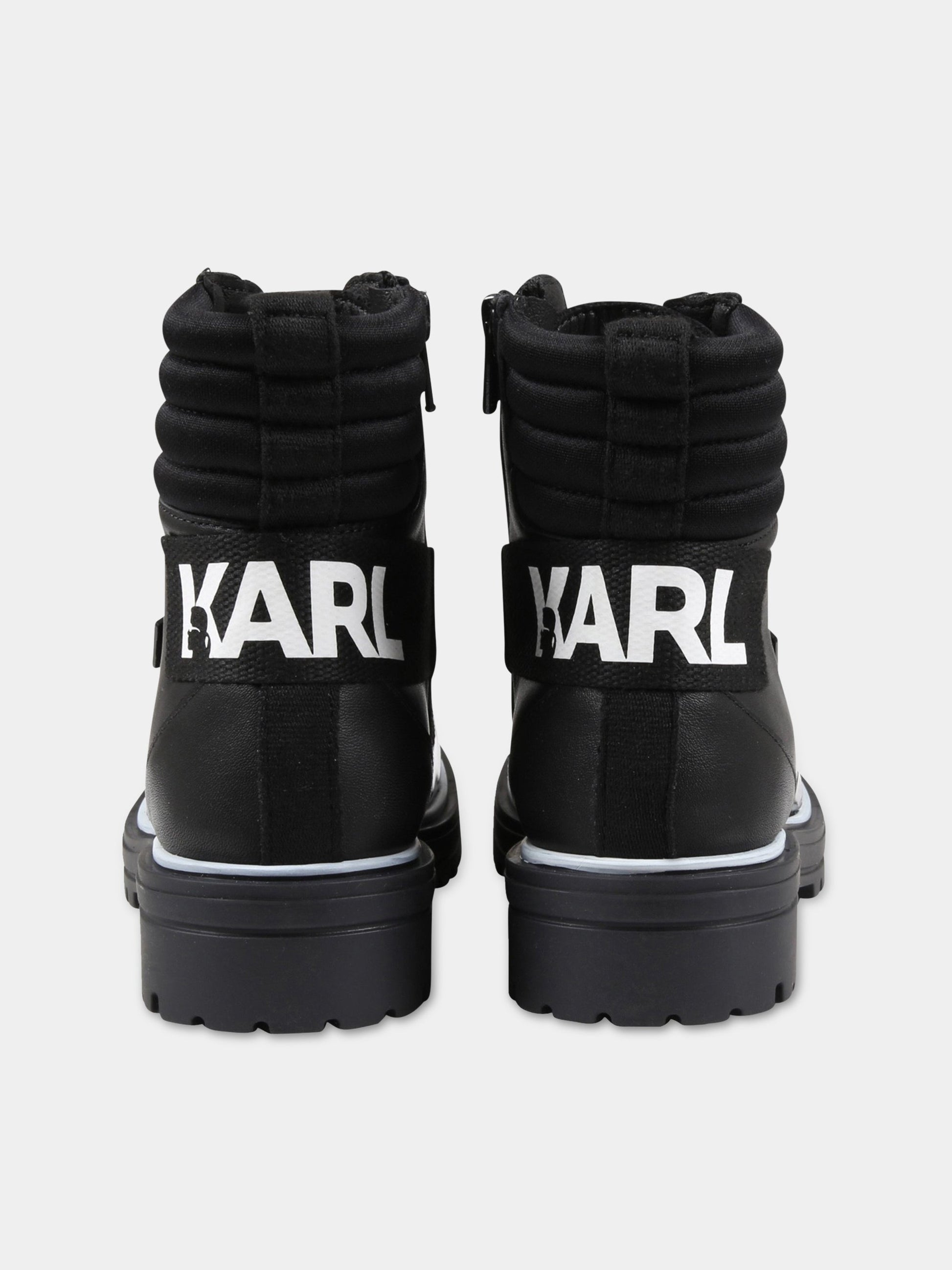 Stivali neri per bambini con logo,Karl Lagerfeld Kids,Z19063 09B