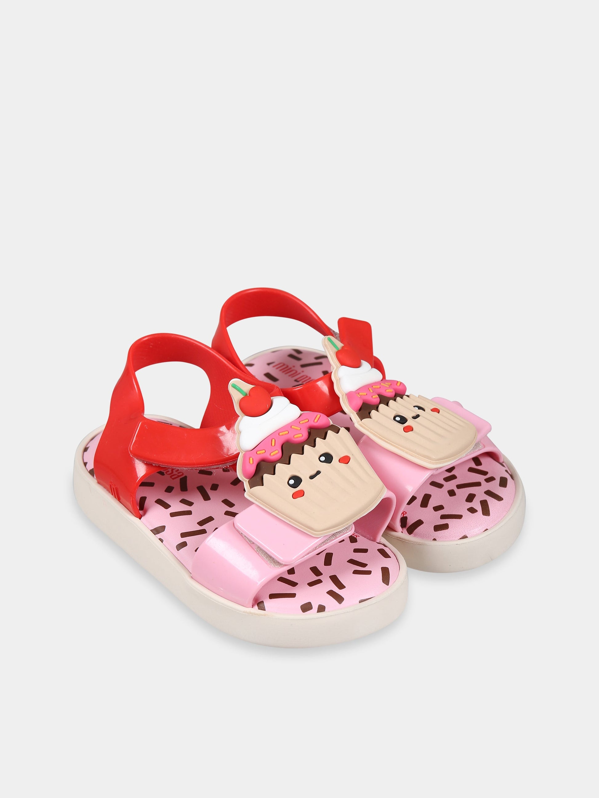 Sandali multicolor per bambina con cupcake e logo,Mini Melissa,33741 AI262 06411