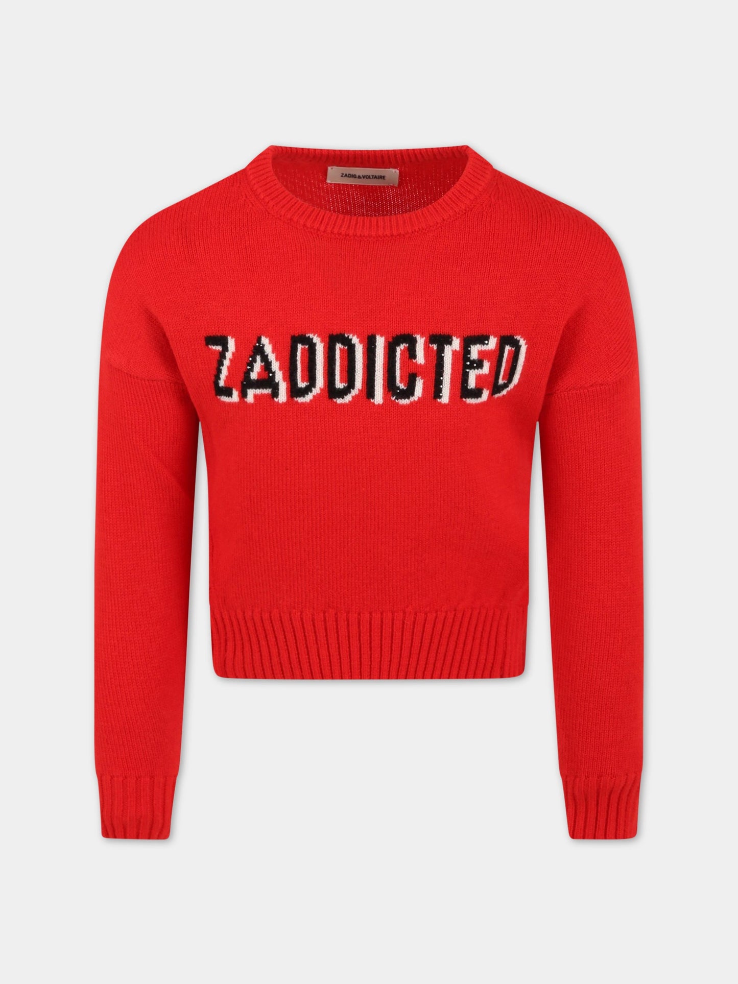 Maglione rosso per bambino con scritta,Zadig & Voltaire Kids,X15290 991