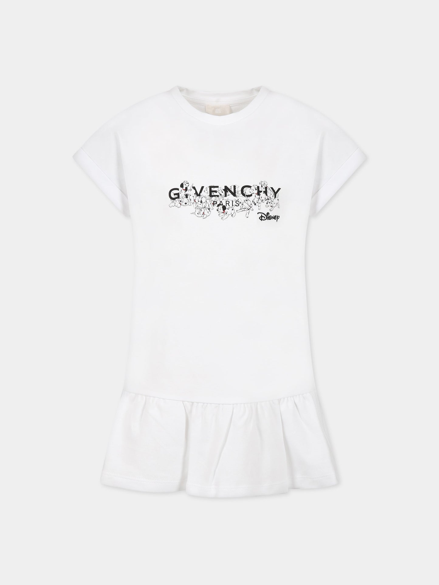 Vestito bianco per bambina con stampa la carica dei 101 e logo,Givenchy Kids,H12300 10P