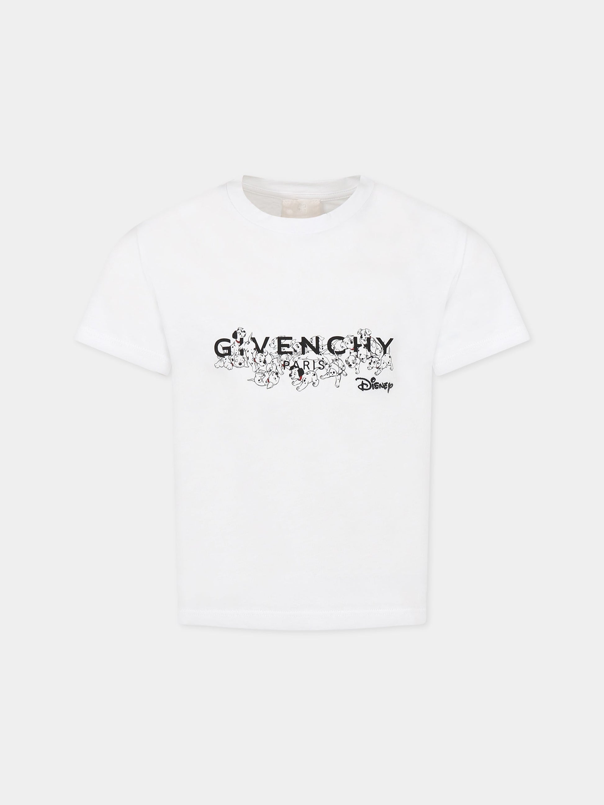 T-shirt bianca per bambina con stampa la carica dei 101 e logo,Givenchy Kids,H15327 10P