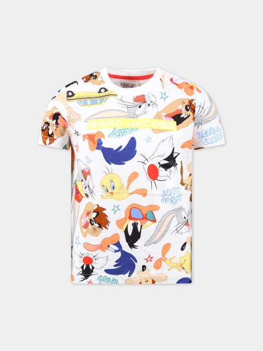 T-shirt bianca per bambino con stampa all-over,Little Marc Jacobs,W55013 10P