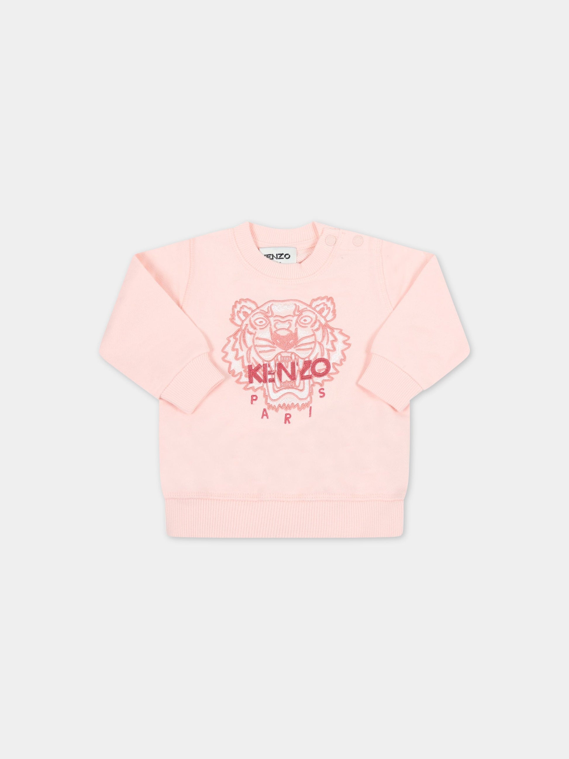 Felpa rosa per neonata con tigre,Kenzo Kids,K05082 477
