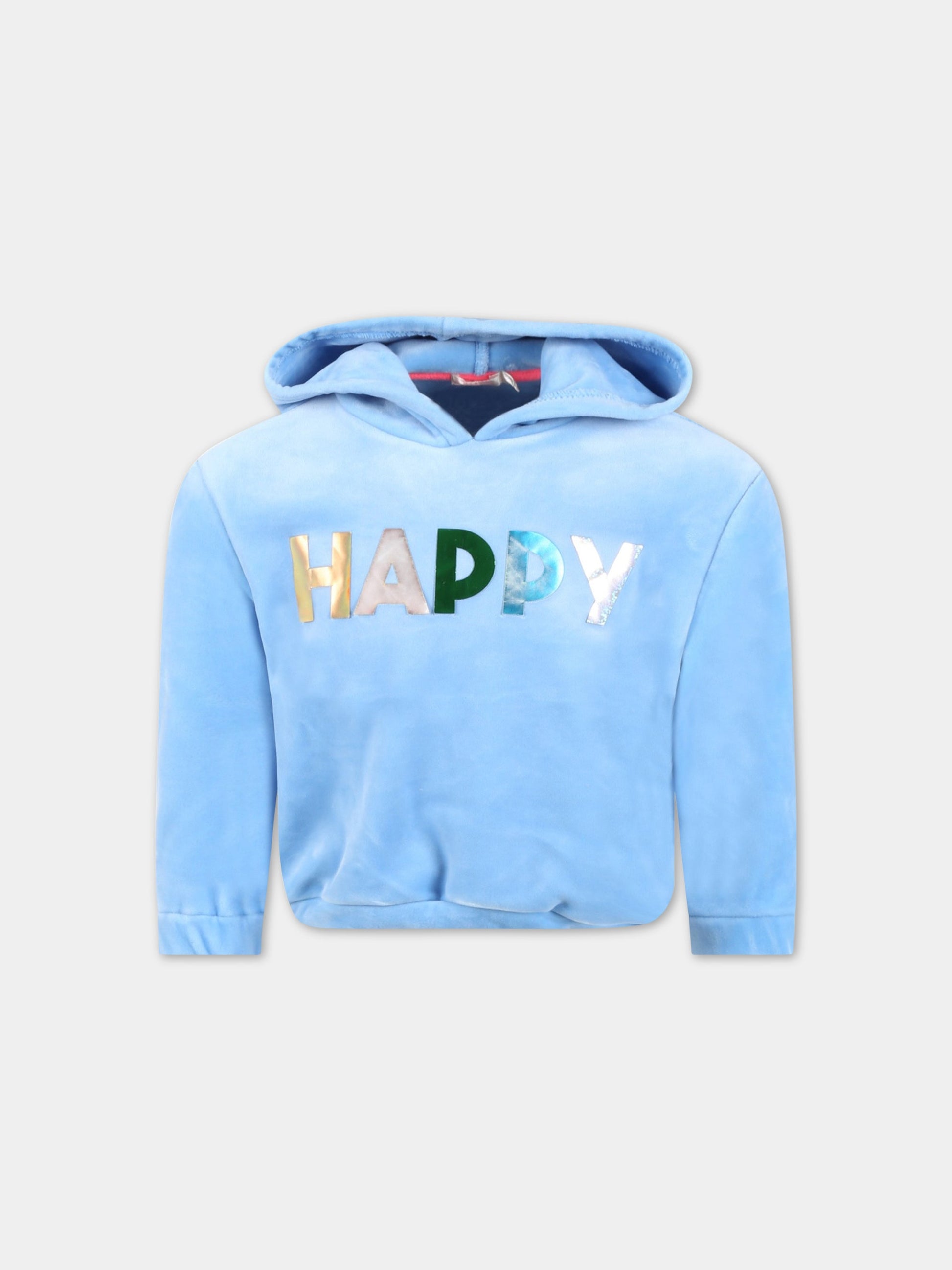 Felpa azzurra per bambina con scritta,Billieblush,U15913 78E