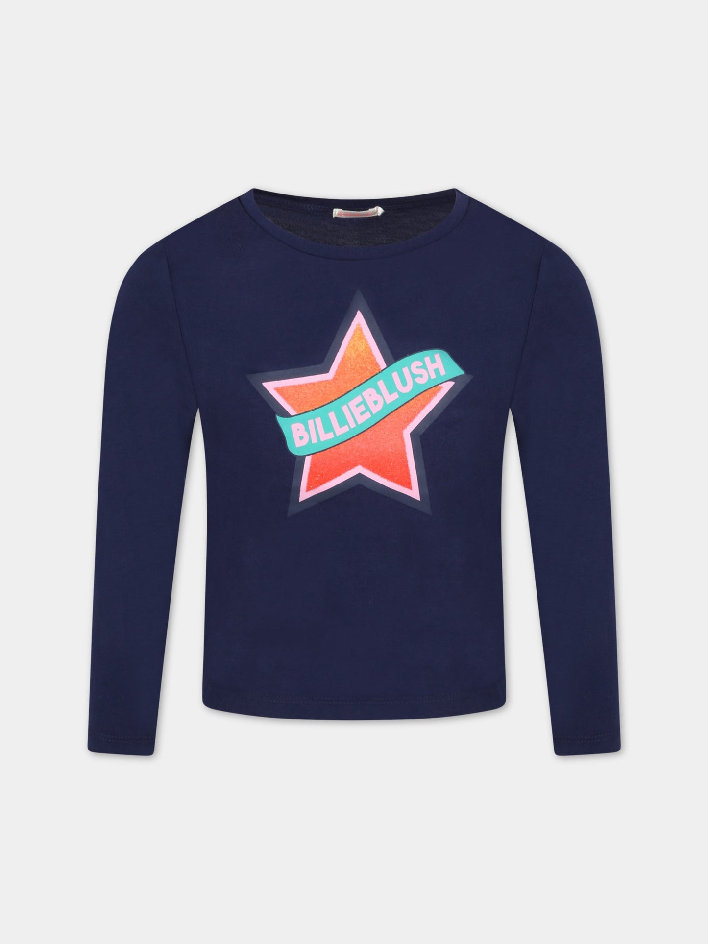 T-shirt blu per bambina con stella,Billieblush,U15924 85T
