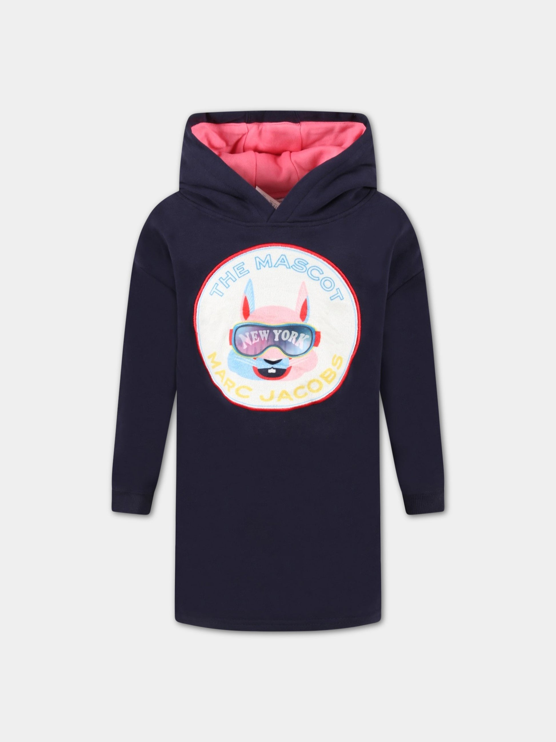 Vestito blu per bambina con coniglio,Little Marc Jacobs,W12381 84E