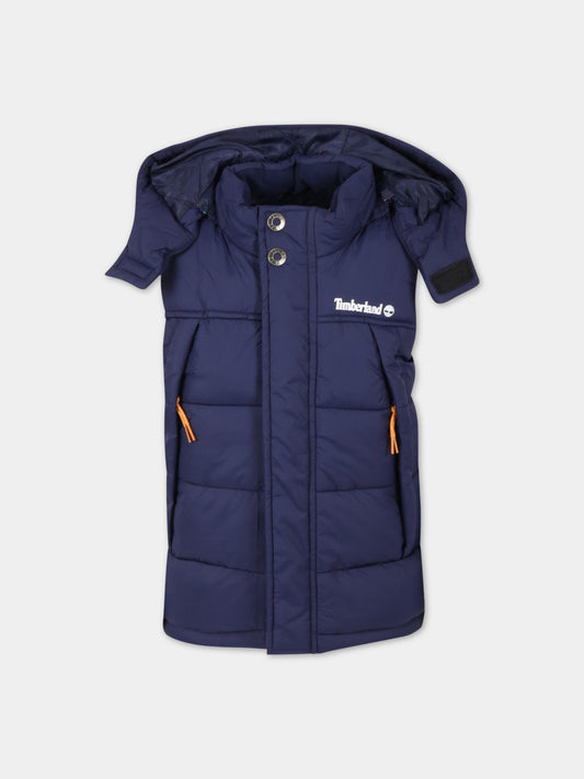 Gilet blu per bambino con logo,Timberland,T26551 85T