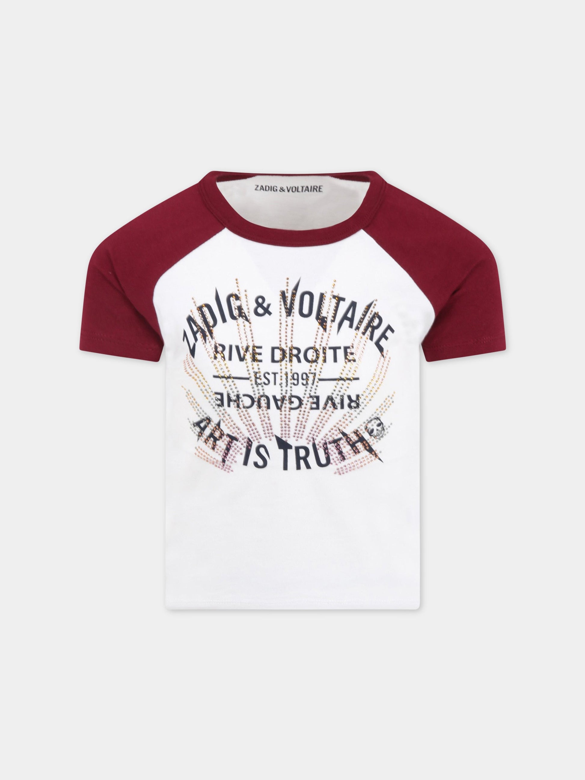 T-shirt bianca per bambina con logo,Zadig & Voltaire Kids,X15301 N59