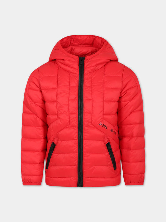 Piumino rosso per bambino con logo,Diesel,J00223 KXBBF K405