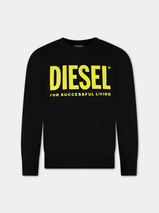 Felpa nera per bambino con logo,Diesel,J00245 0IAJH K9009