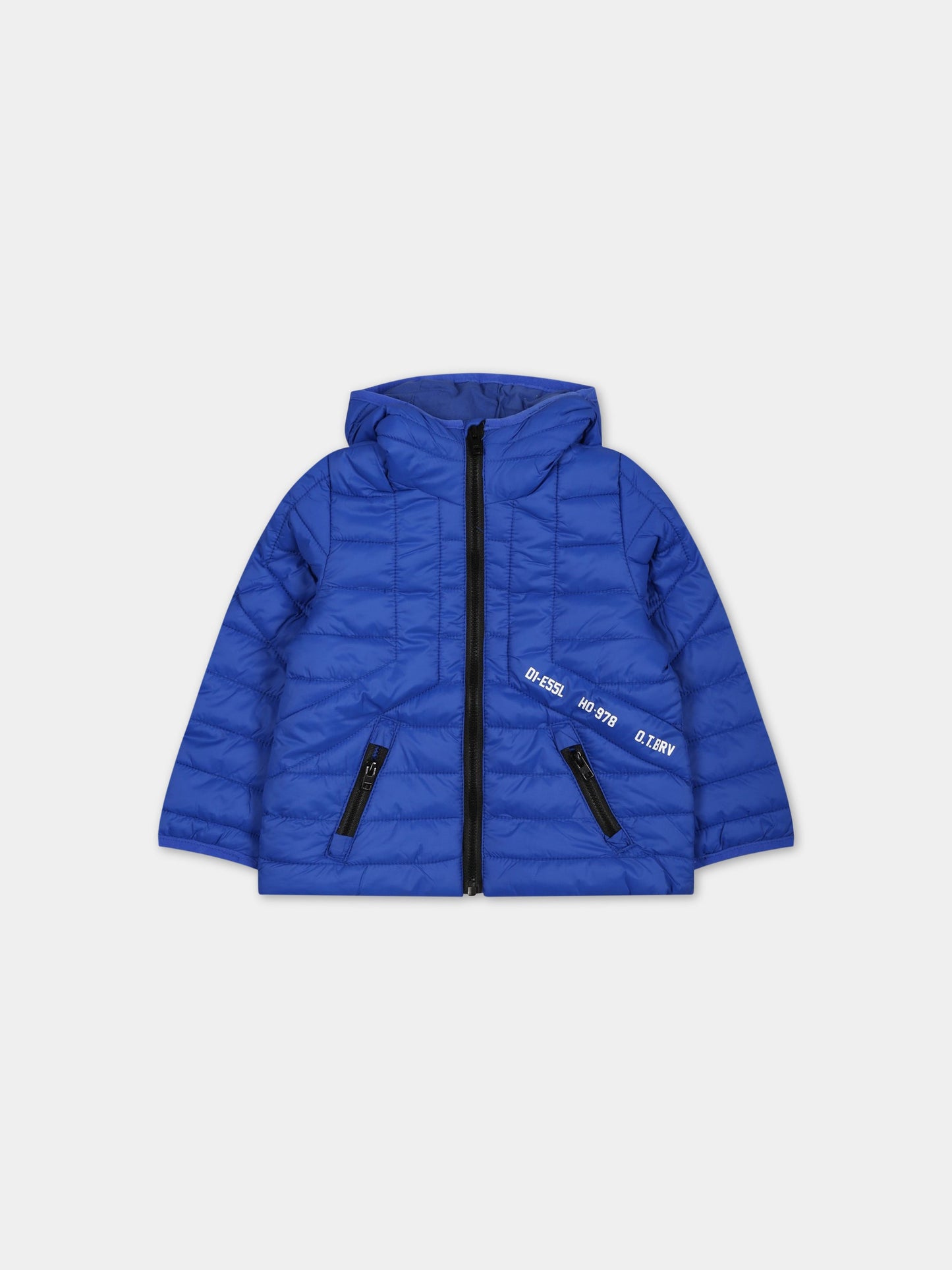 Piumino blu per neonato con logo,Diesel,K00169 KXBBF K80D