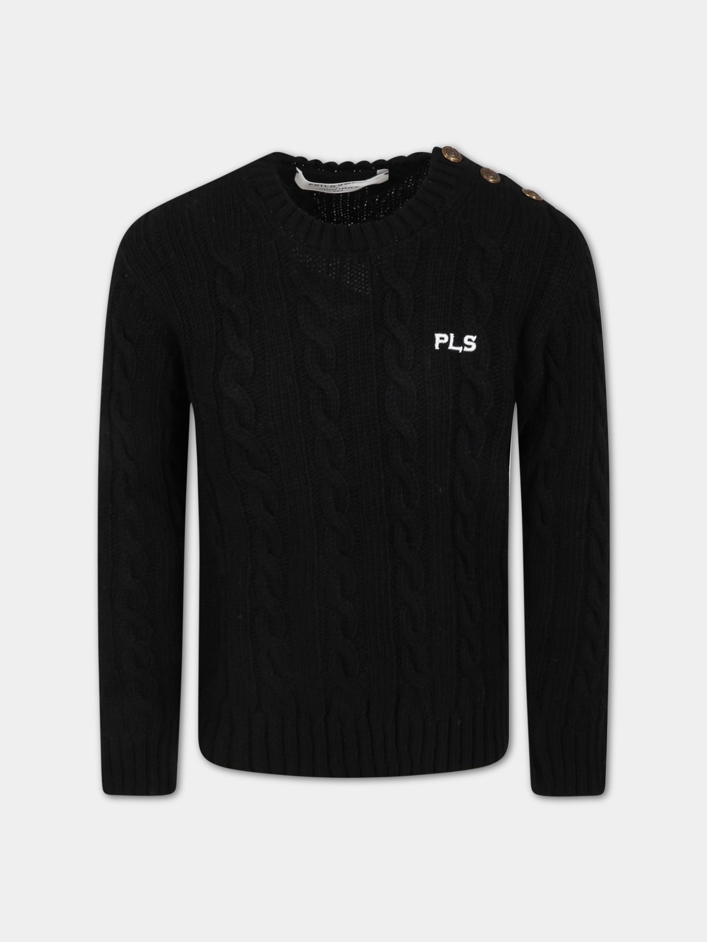 Maglione nero per bambina con logo bianco,Philosophy,PJMA35 YP029 N029