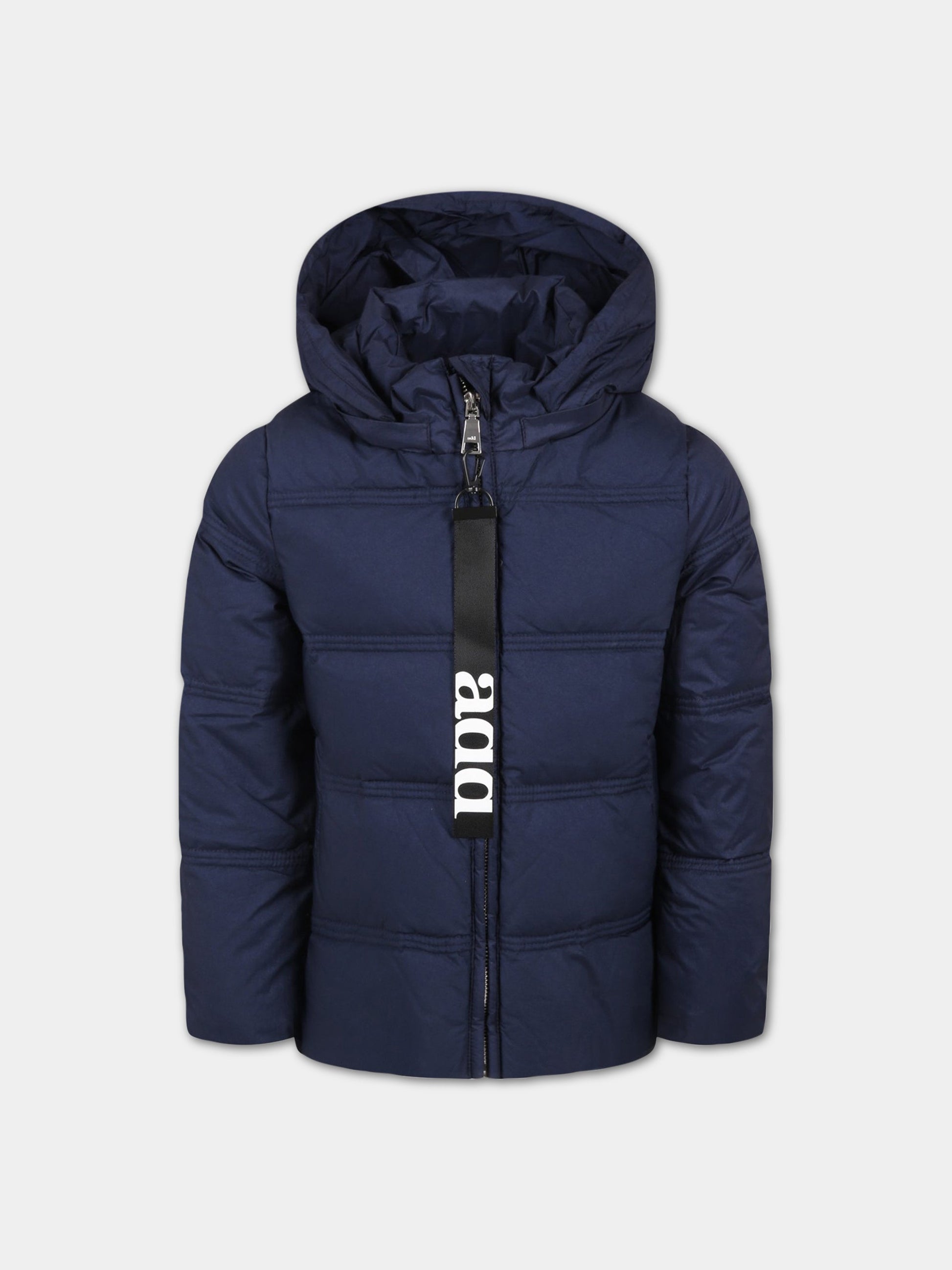 Piumino blu per bambina con logo,Add,ADFGB004 YA186 4010
