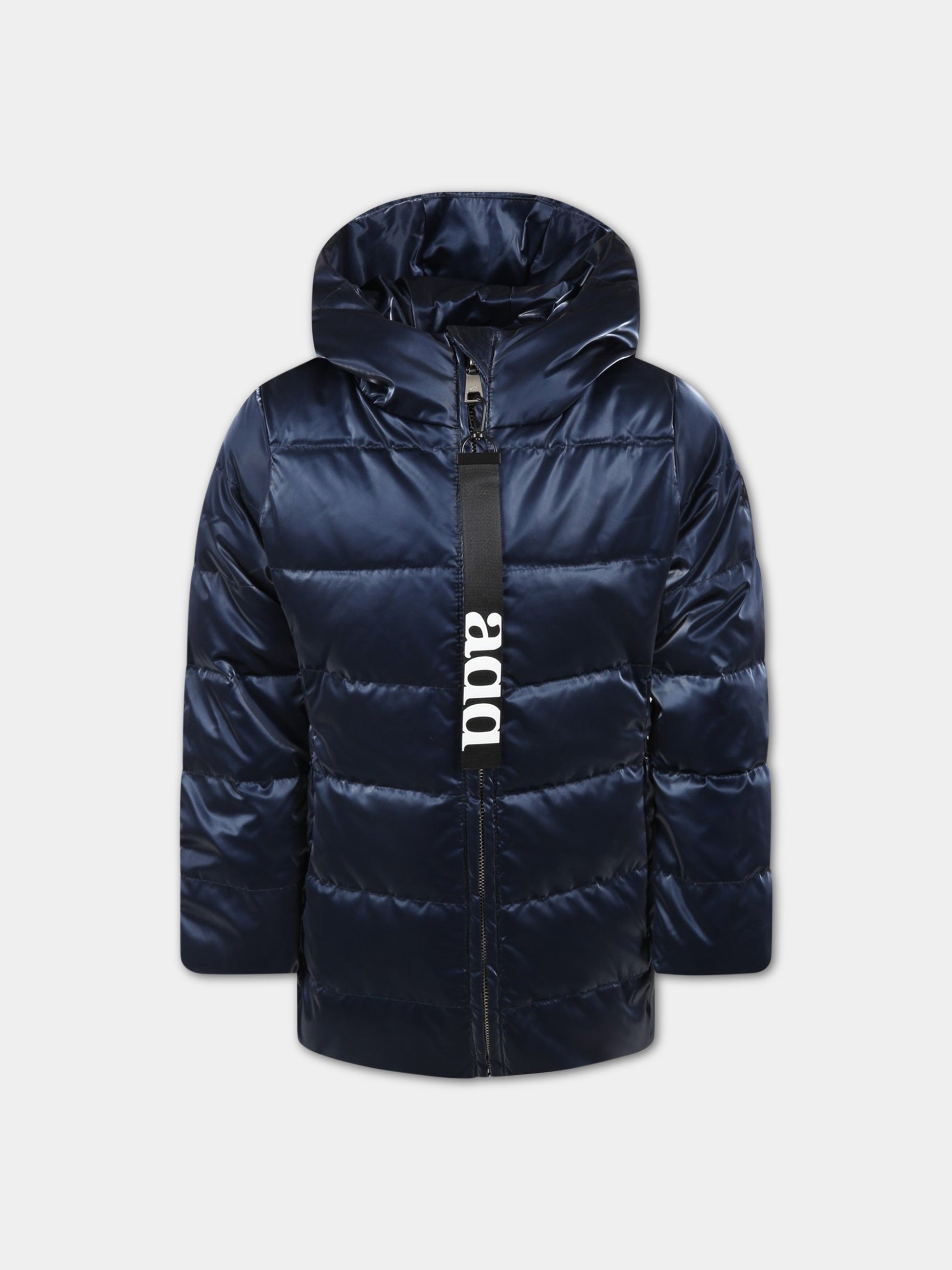 Piumino blu per bambina con logo,Add,ADFGB006 YA182 4020