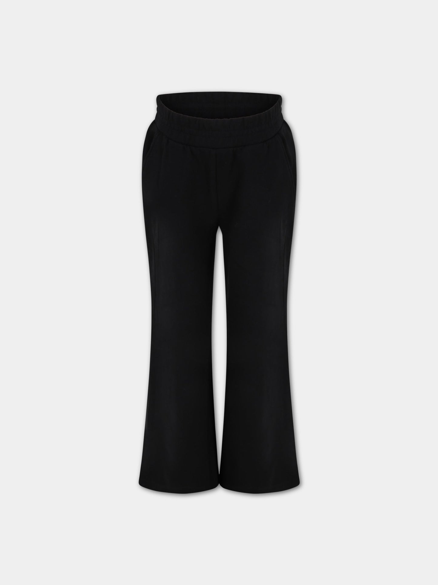 Pantaloni neri da tuta per bambina con patch logato,Dondup Kids,DFPA86 YD010 N000