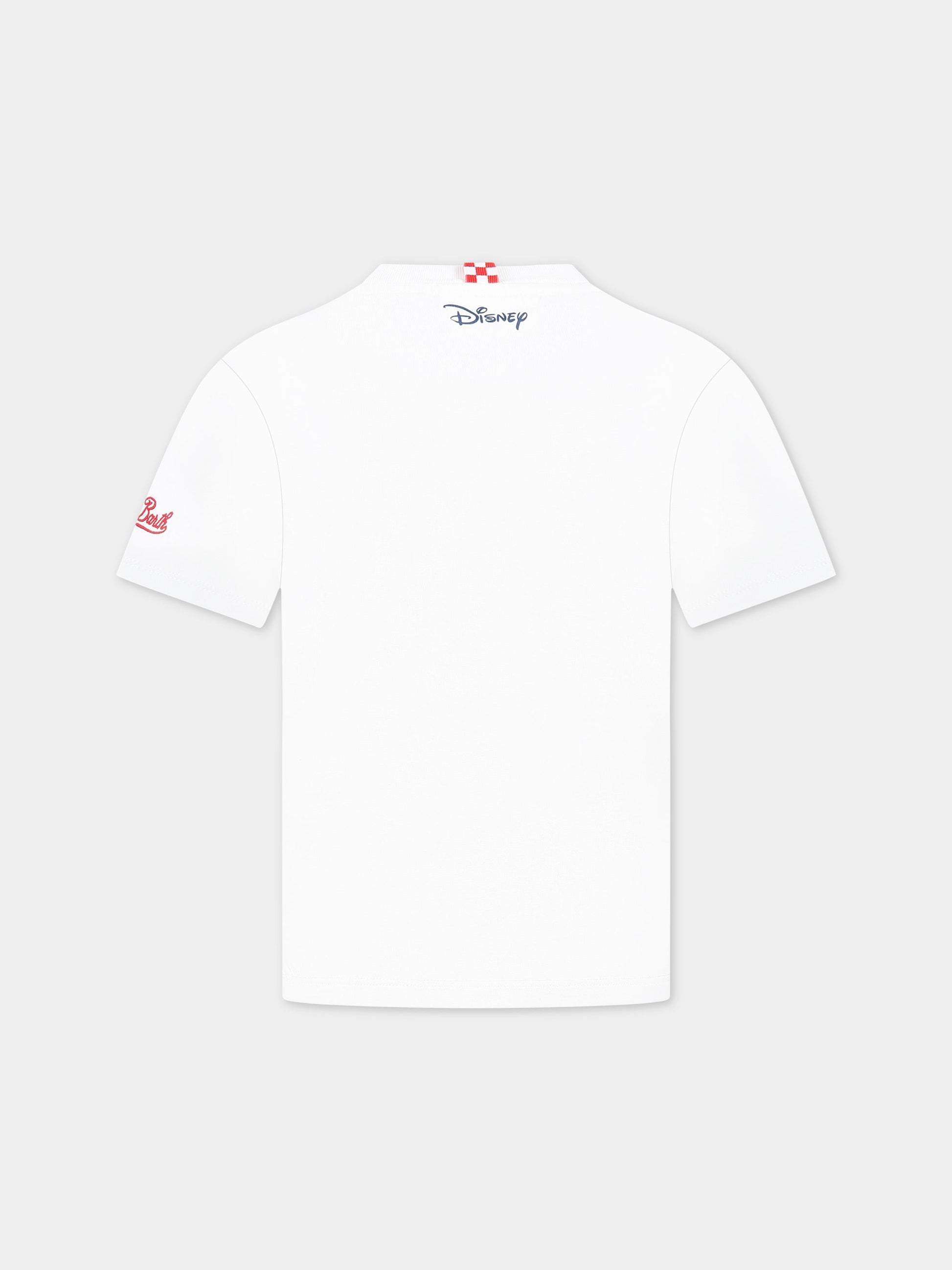 T-shirt bianca per bambino con stampa Topolino, scritta  St. Barth habitué  e logo,Mc2 Saint Barth,TSHIRT BOY MICKEY SB 01N EMB
