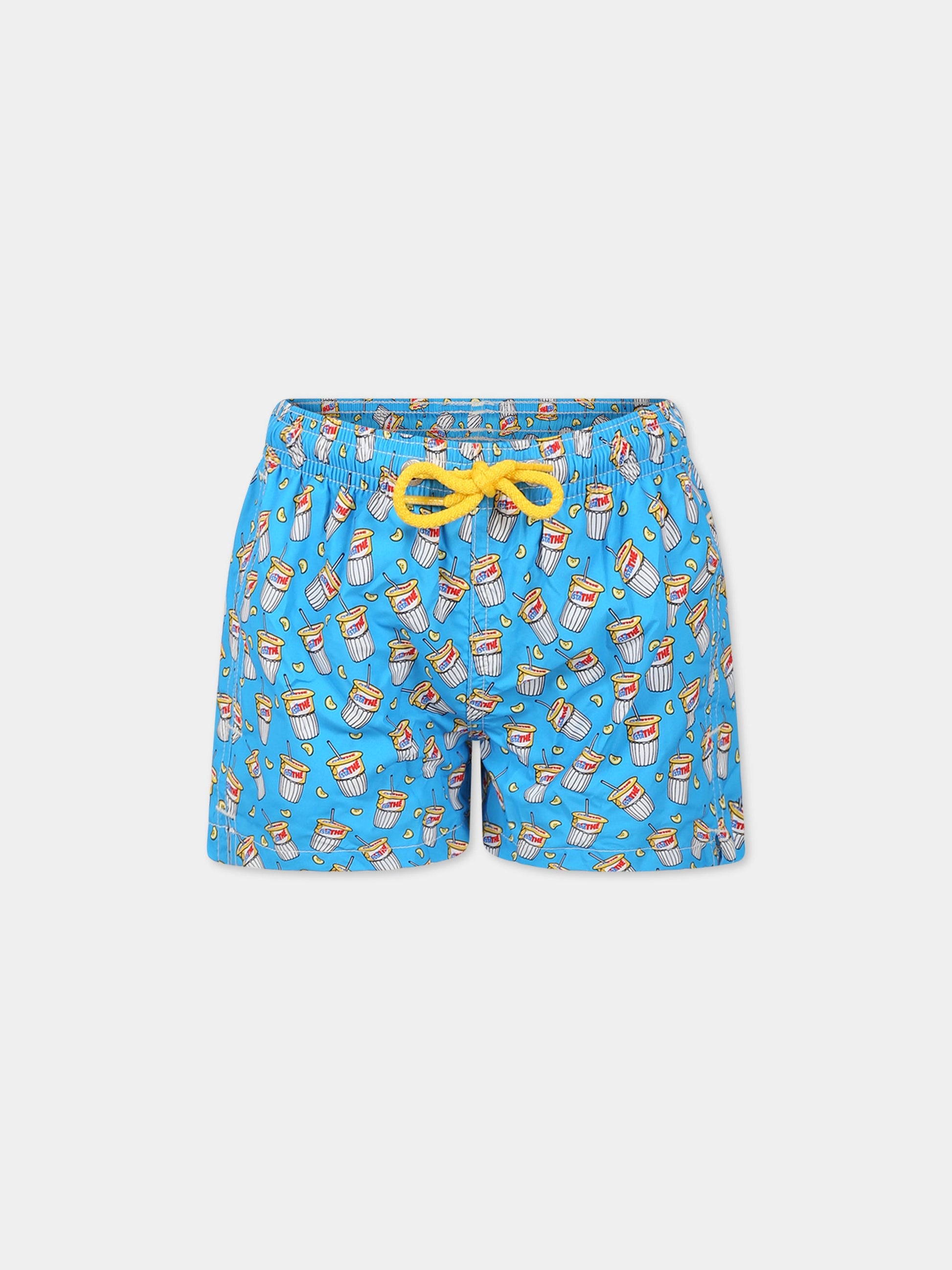 Boxer mare azzurro per bambino con stampa estathé e logo,Mc2 Saint Barth,JEAN LIGHTING TEA FRESH 32