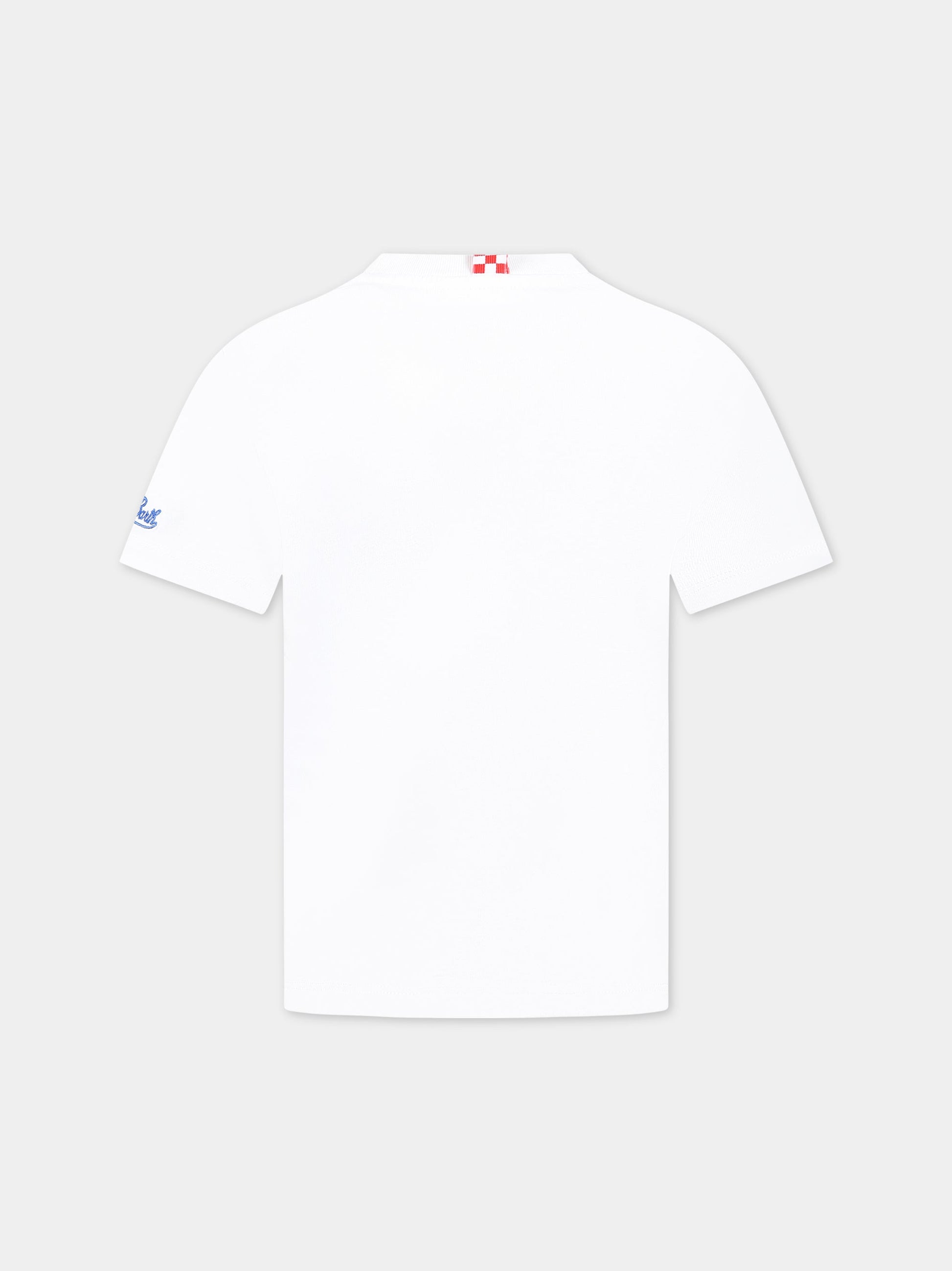 T-shirt bianca per bambini con stampa Estathé, scritta  Ho voglia di Estate  e logo,Mc2 Saint Barth,EDDY PEACH ESTATHE 01N EMB