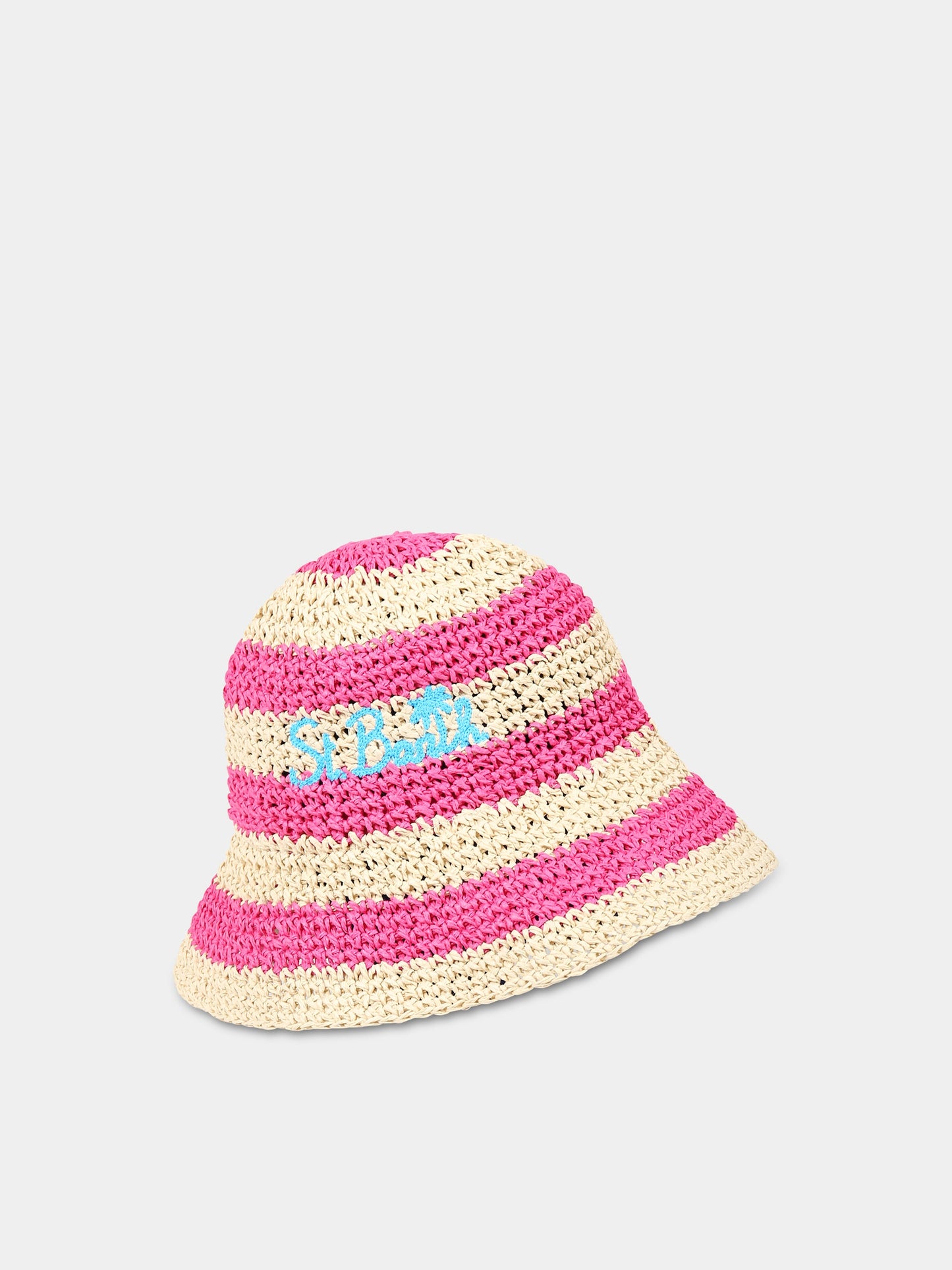 Cloche multicolor per bambina con logo,Mc2 Saint Barth,POLLY JR STRAW STRIPE 1077