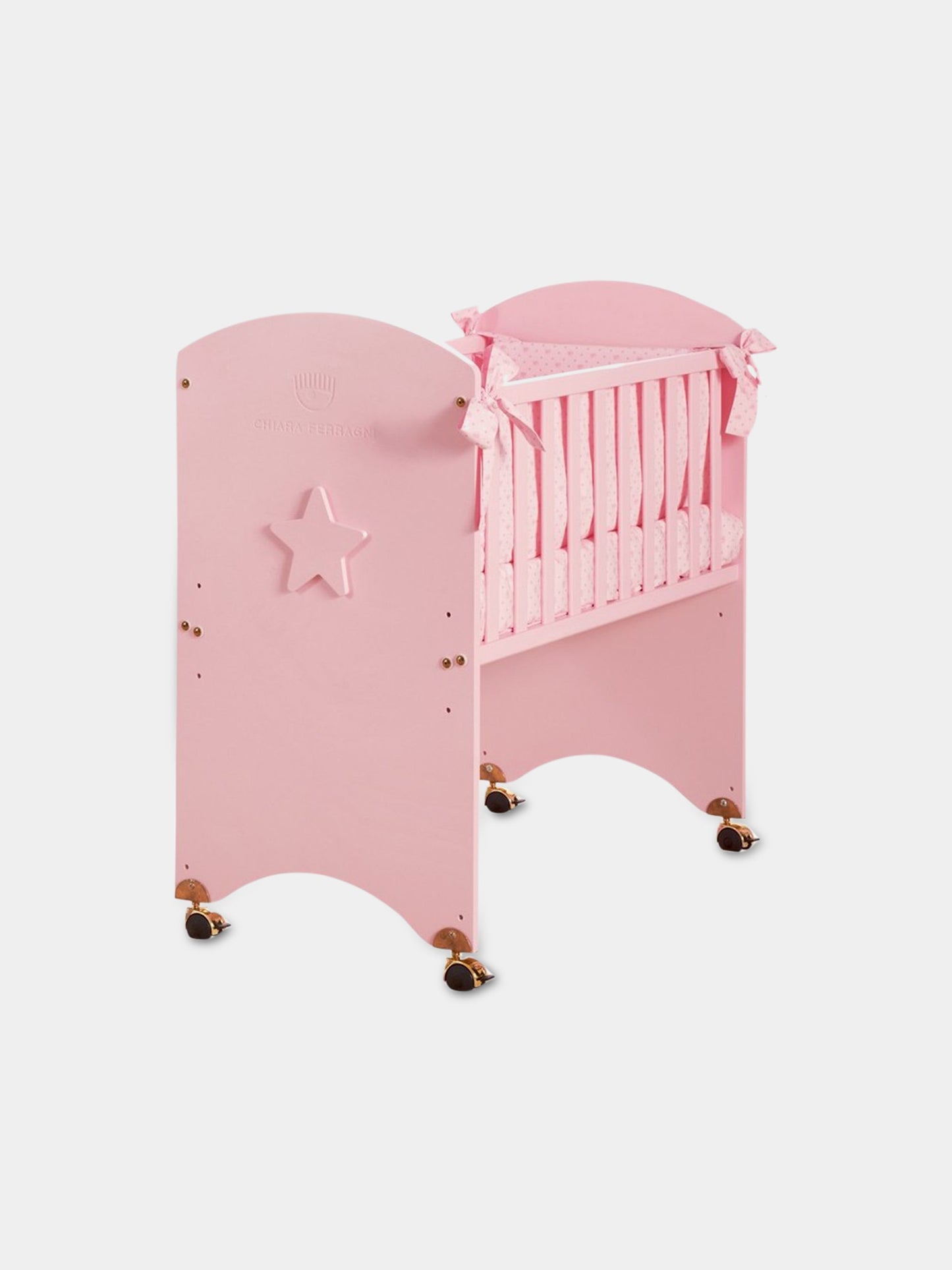 Lettino rosa co-sleeping per neonati con logo,Chiara Ferragni Homewear,CF201R