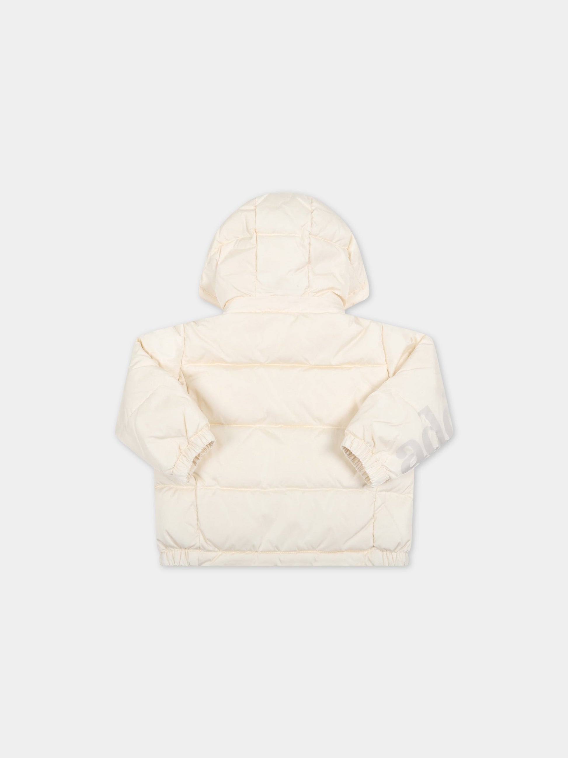 Piumino avorio per neonati con logo grigio,Add,ADNGB002 YA176 000