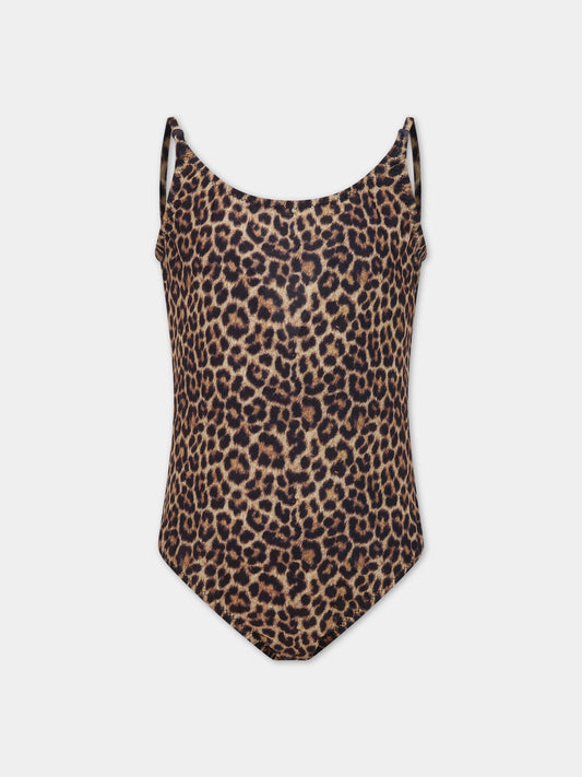 Costume marrone per bambina con logo,Matineè,CC4003 PETITE GISELE MACULATO