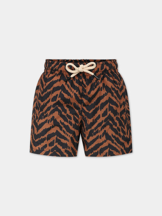 Boxer mare multicolor per bambino con logo,Matineè,BBM4029 PETIT ALEXANDRE TIGRE