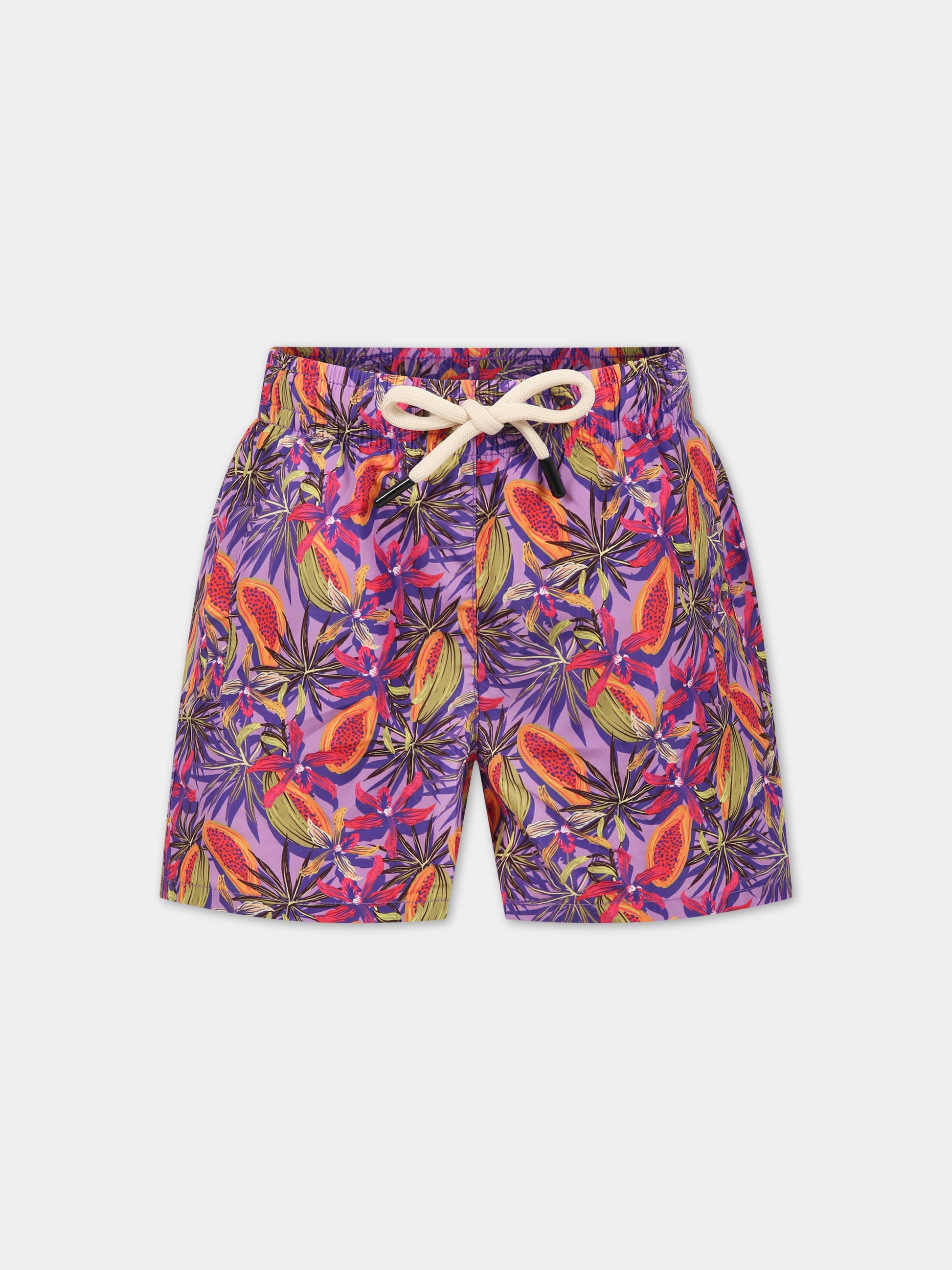 Boxer mare viola per bambino con logo,Matineè,BBM4028 PETIT ALEXANDRE PAPAYA VIOLA