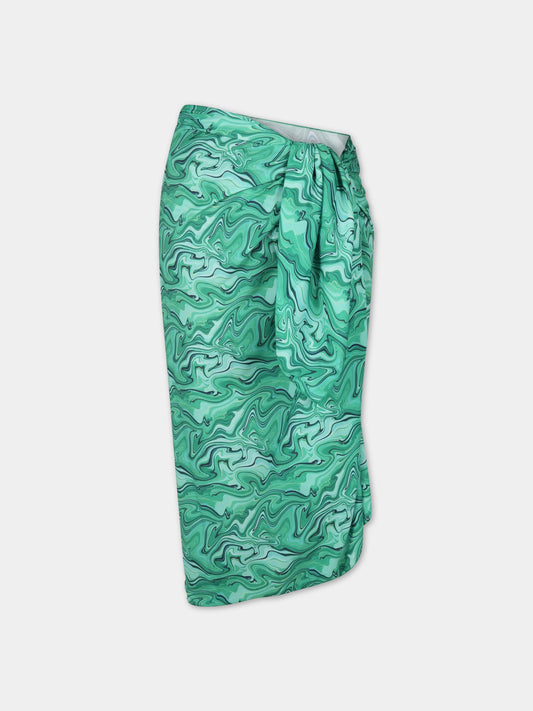 Pareo verde da donna con stampa Malachite,Matineè,DM4008 ALEXANDRA MALAKITE VERDE