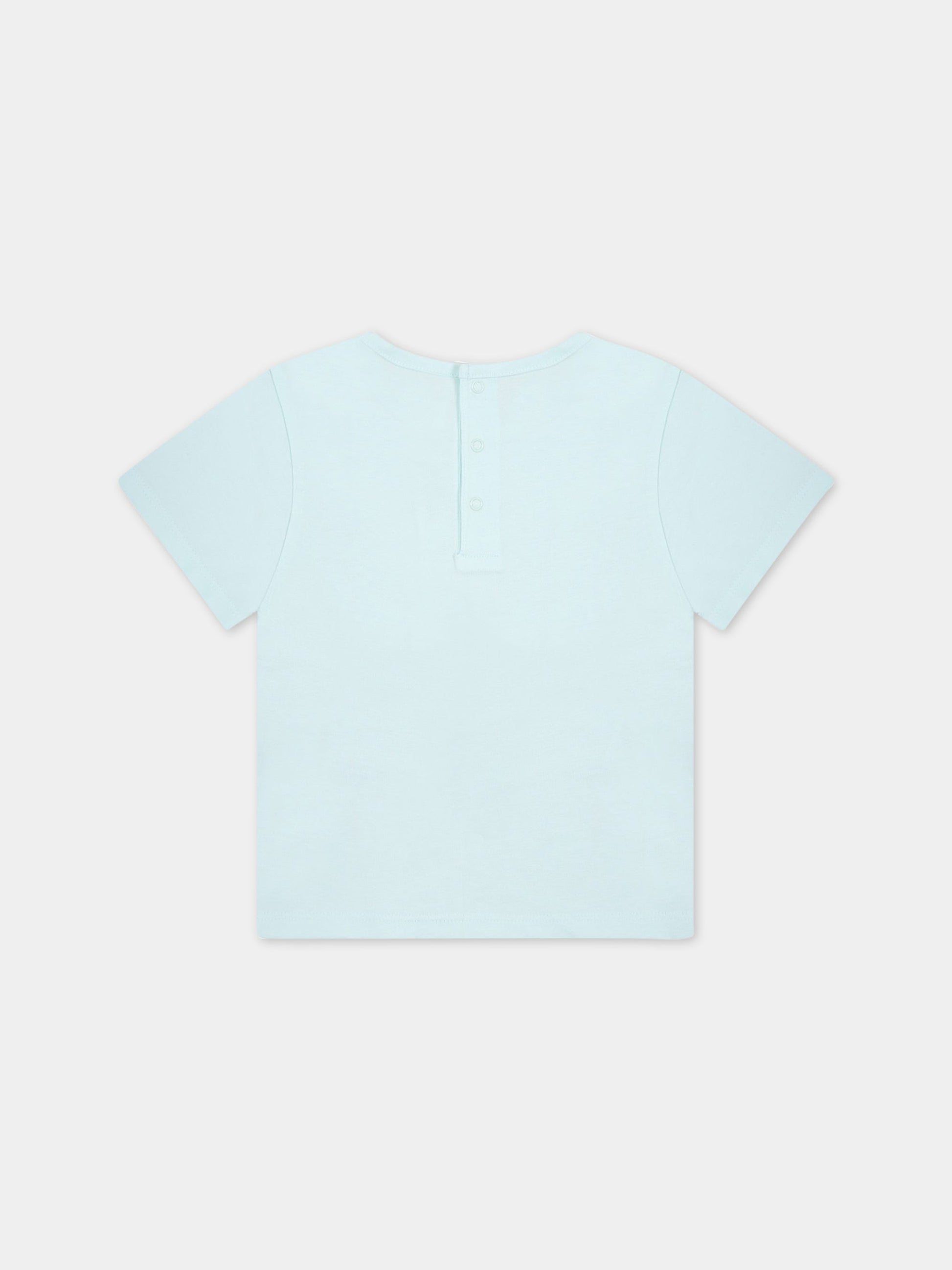 T-shirt celeste per neonato con scritta blu,Carrement Beau,Y05245 73A