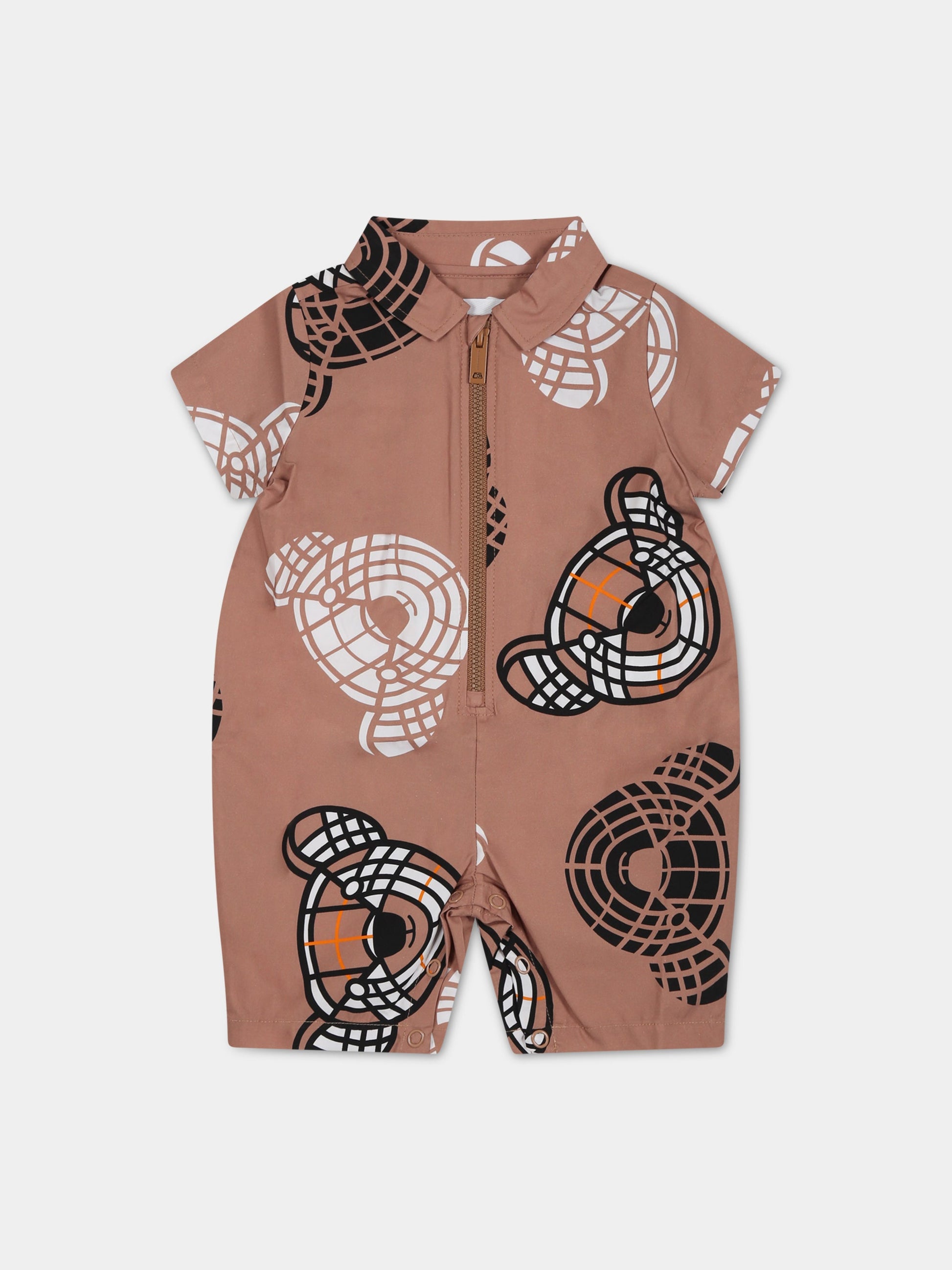 Pagliaccetto beige per neonati con Thomas Bear all-over,Burberry Kids,8062578