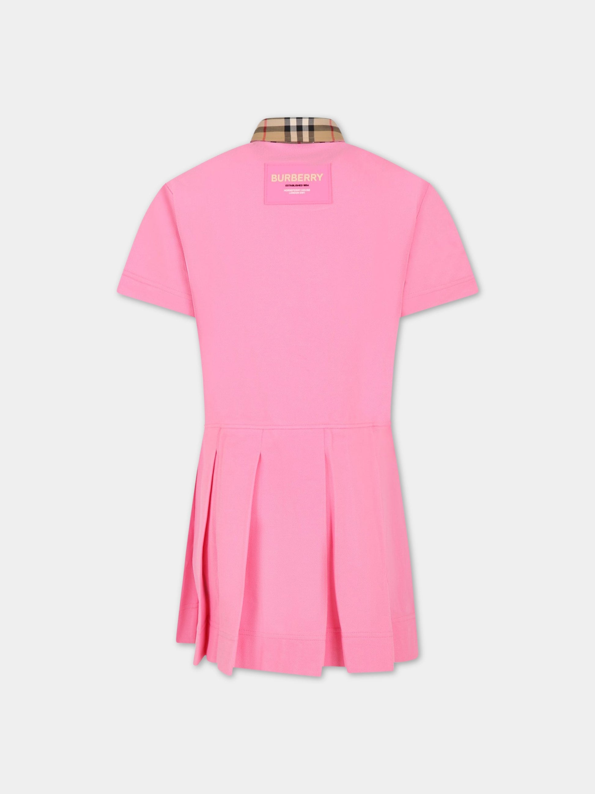 Vestito rosa per bambina con iconico check vintage,Burberry Kids,8065719