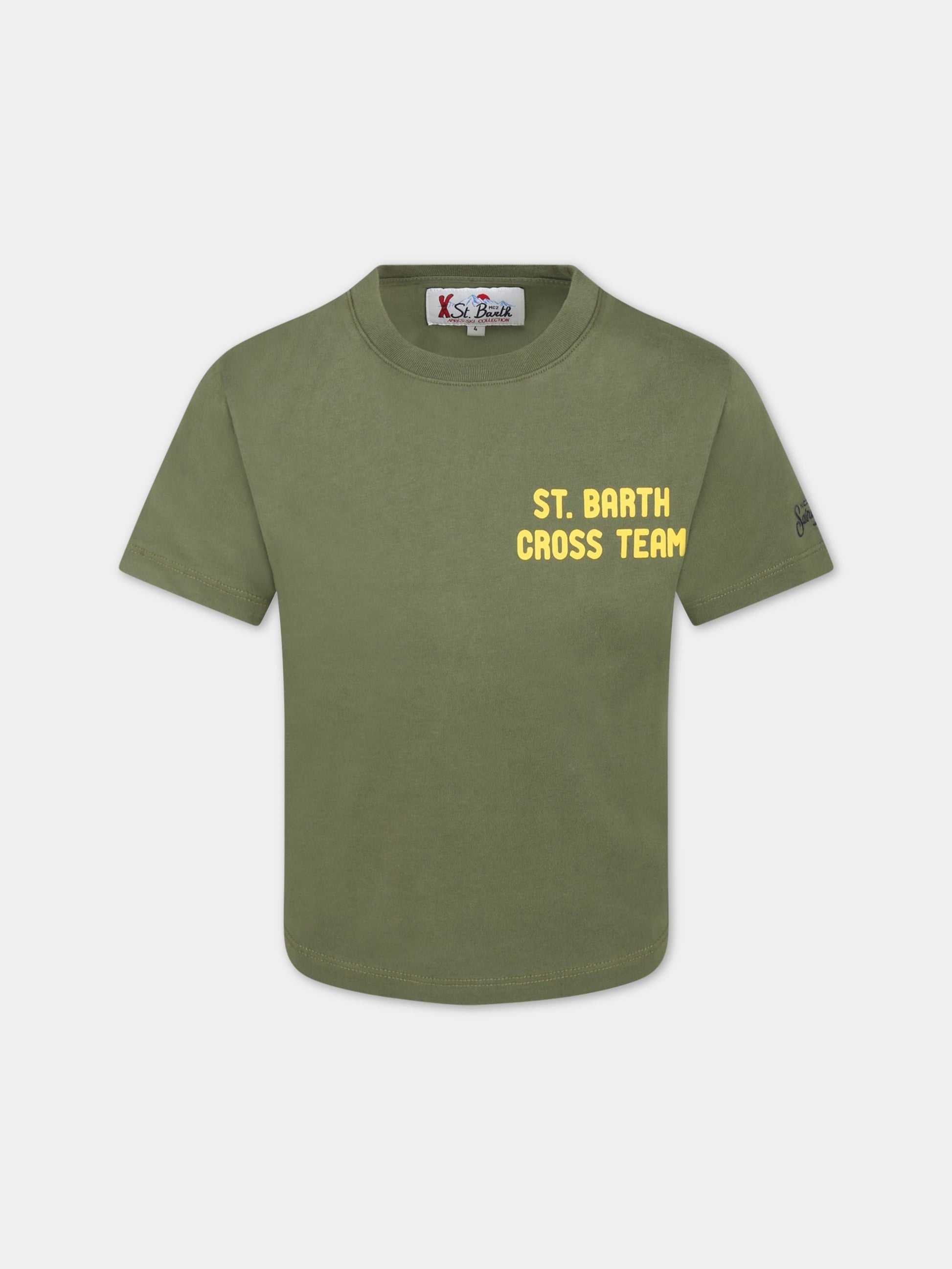 T-shirt verde per bambino con Snoopy e logo,Mc2 Saint Barth,00452C