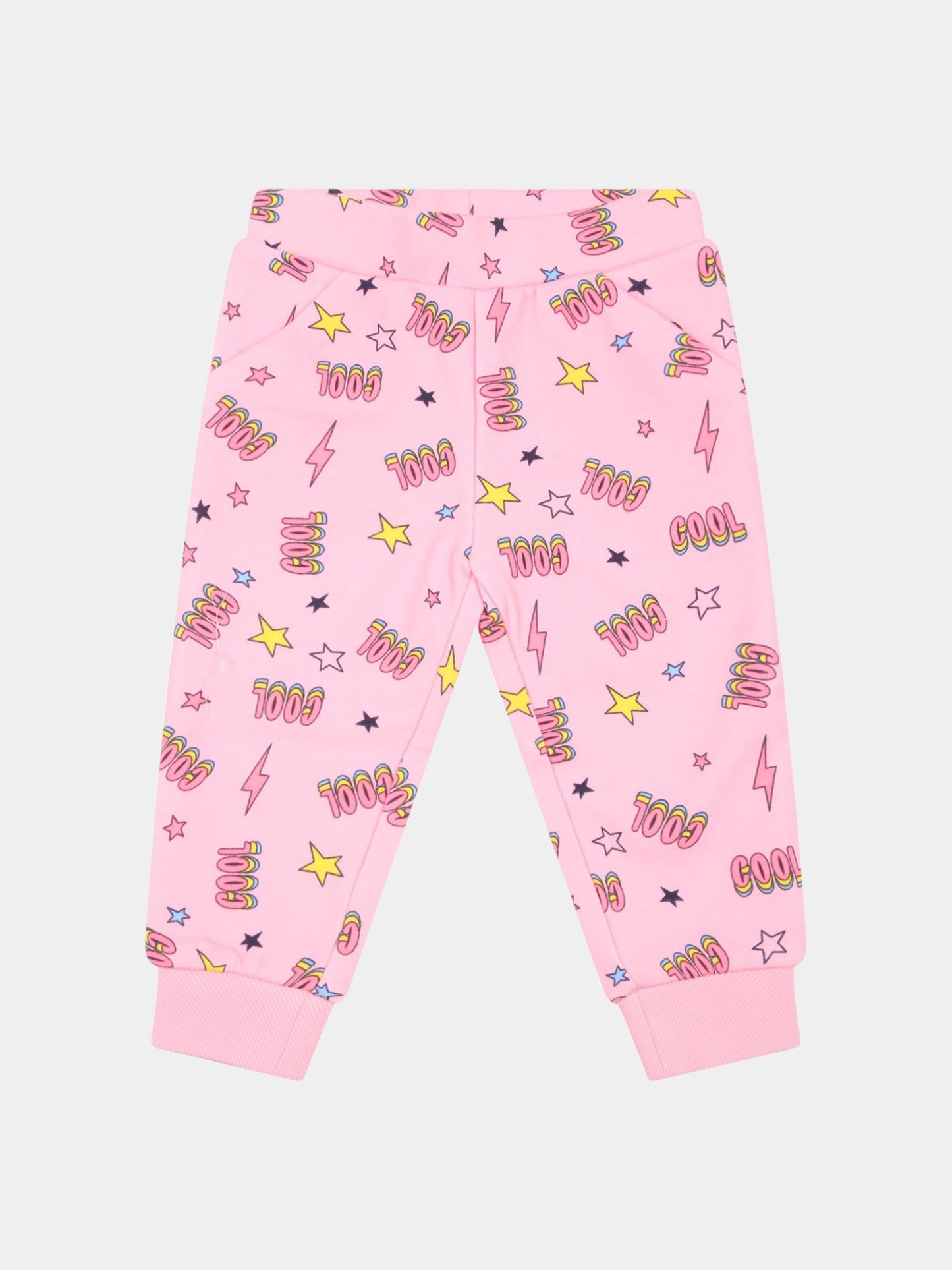 Pantaloni da tuta rosa per neonata con saette e stelle,Billieblush,U04239 465