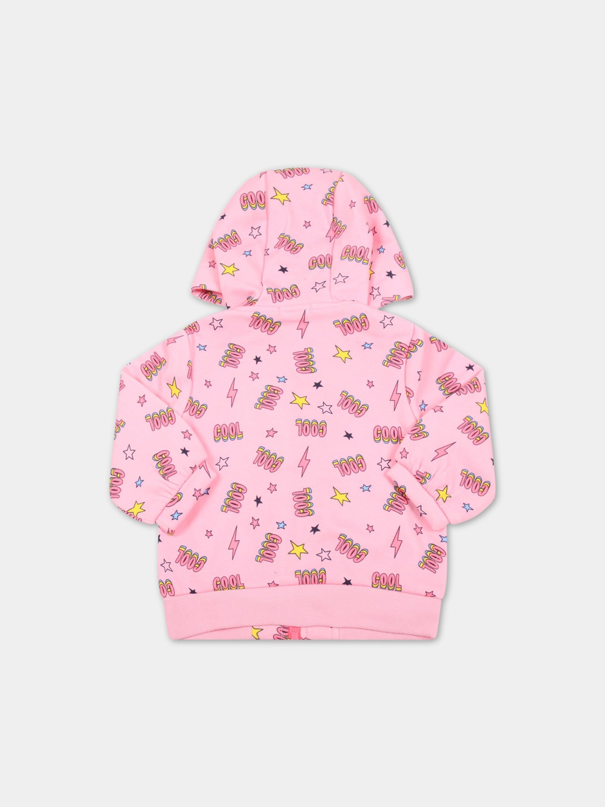 Felpa rosa per neonata con saette e stelle,Billieblush,U05359 465