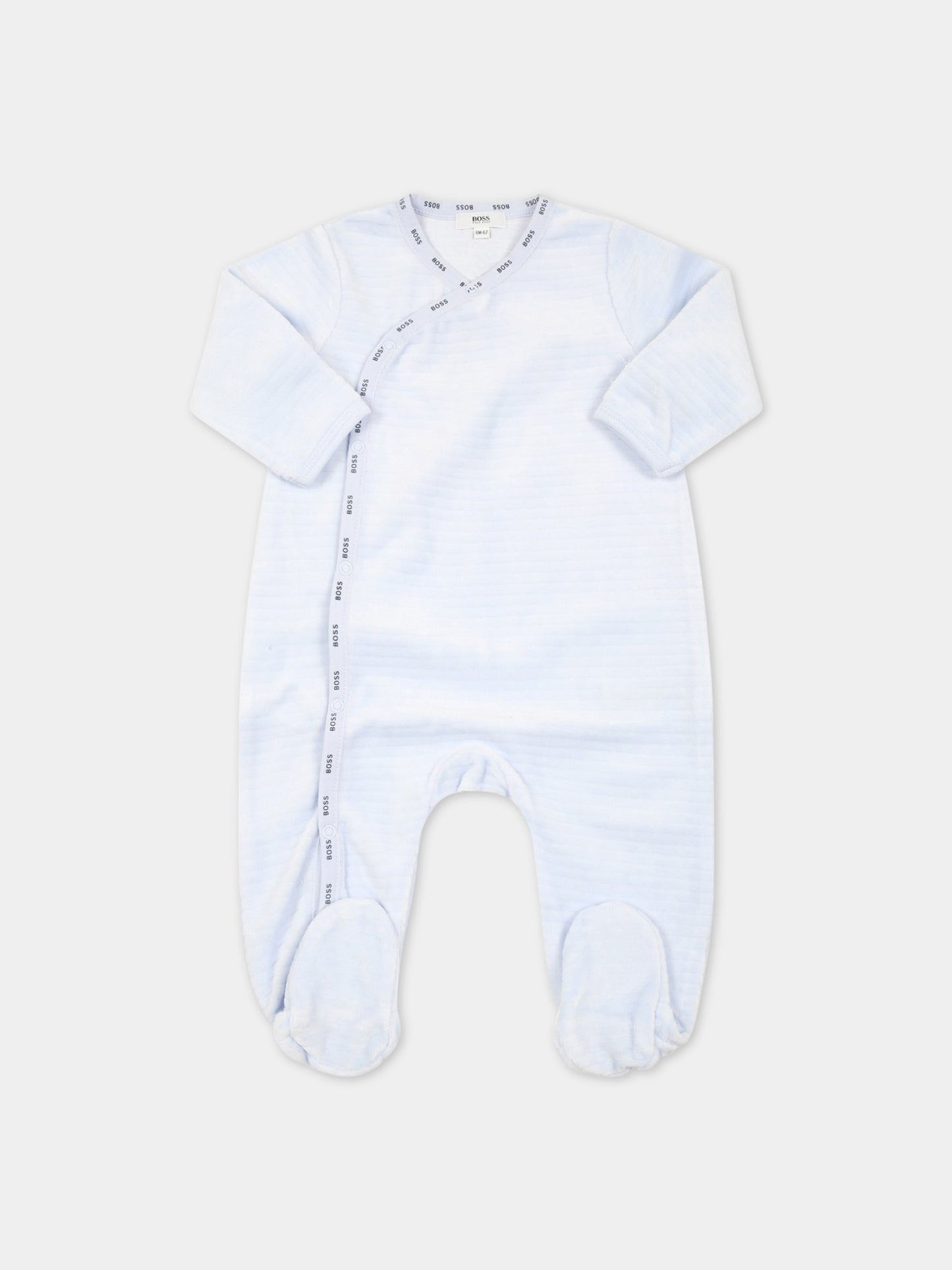 Tutina celeste per neonato con logo blu,Hugo Boss,J97180 771