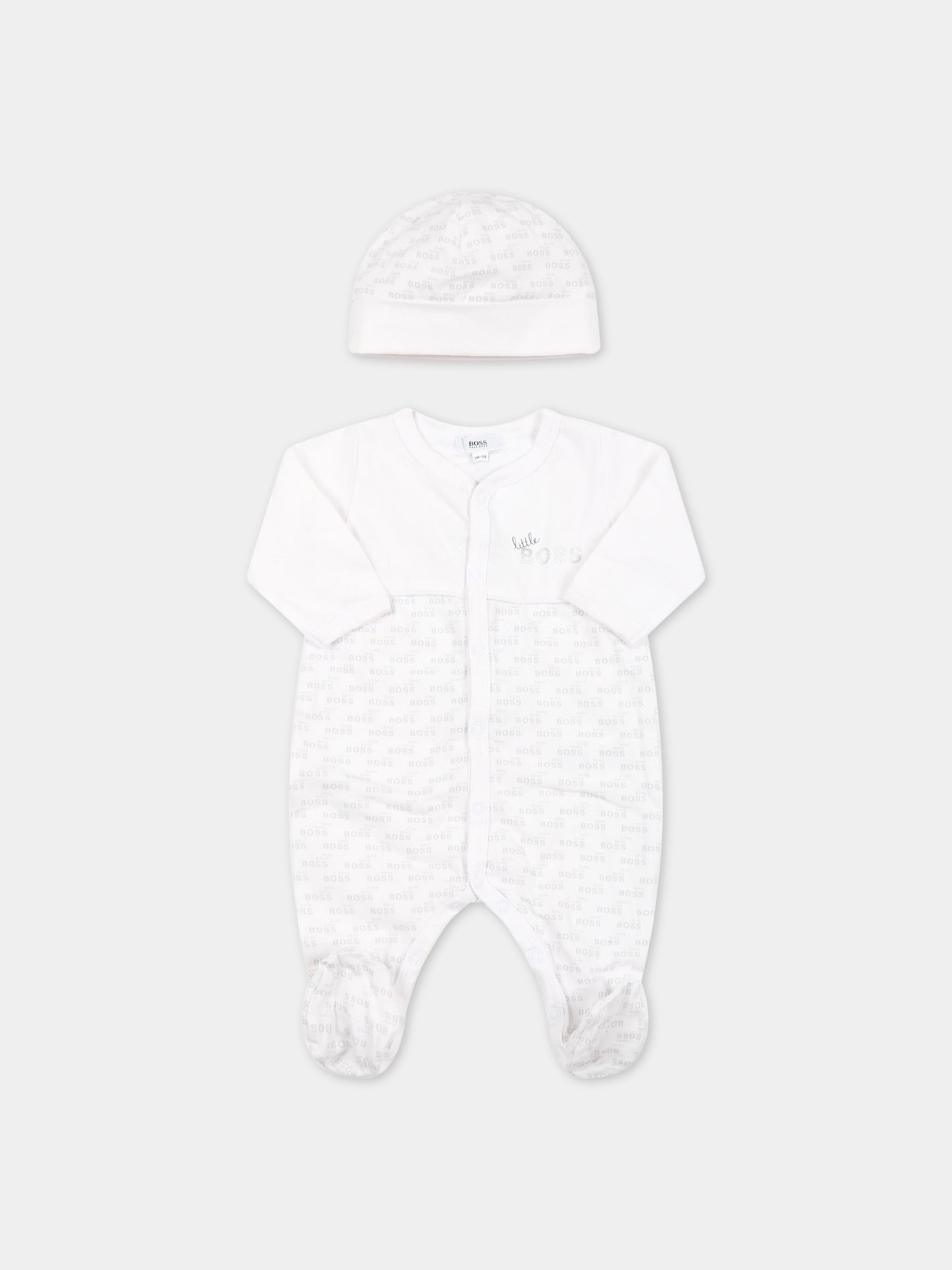 Set bianco per neonato con logo,Hugo Boss,J98329 10B
