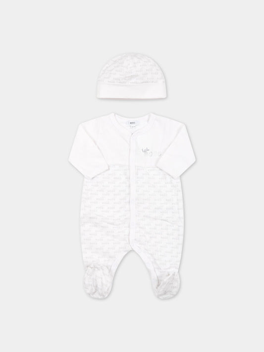 Set bianco per neonato con logo,Hugo Boss,J98329 10B