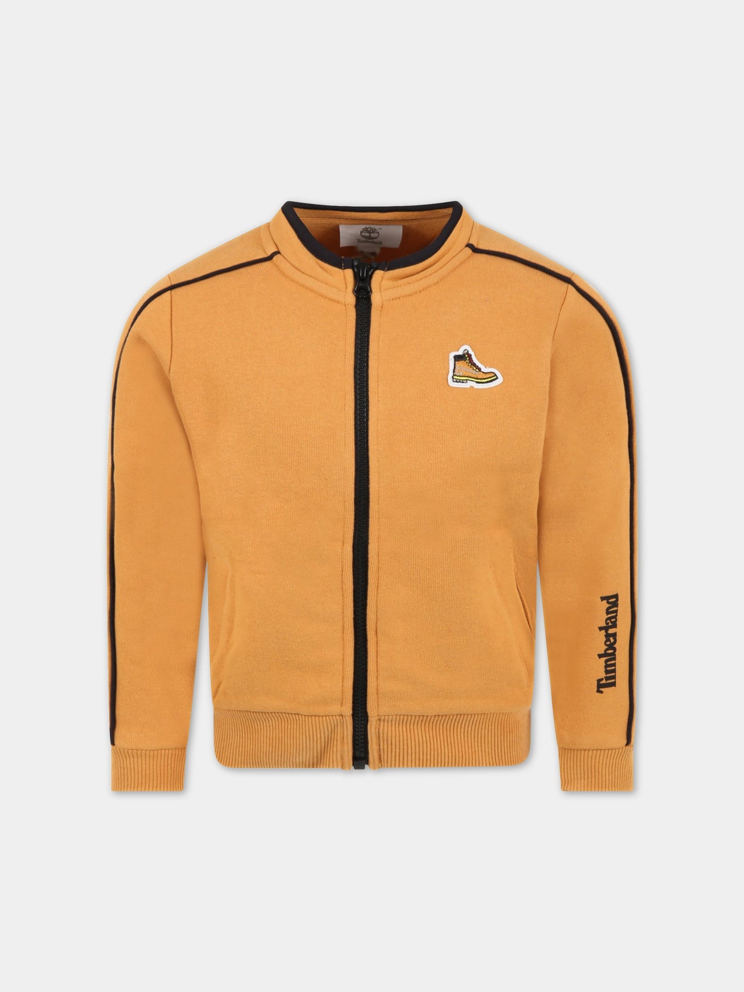 Felpa arancione per bambino con patch e logo,Timberland,T25S77 589