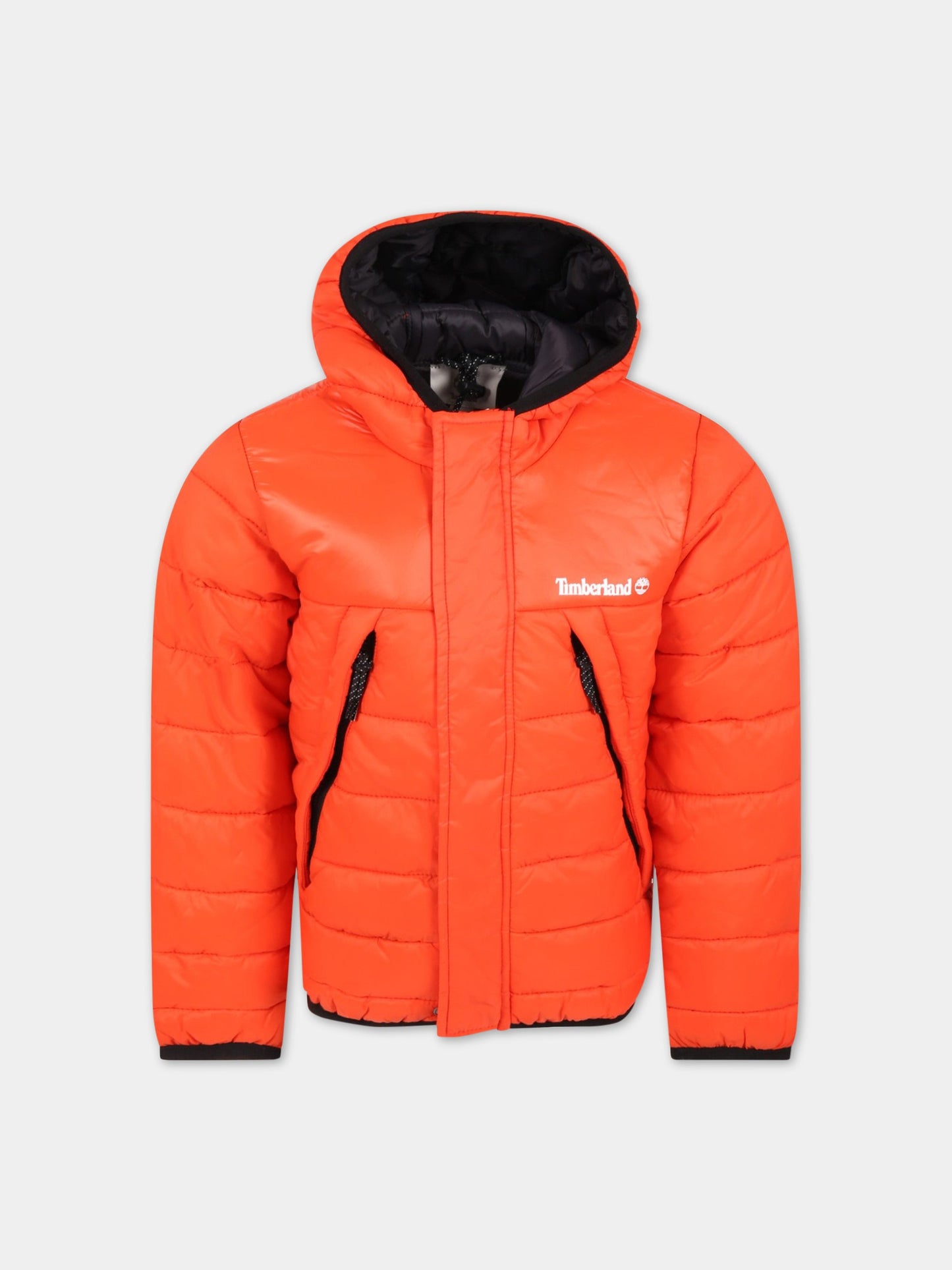 Piumino rosso per bambino con logo,Timberland,T26550 40A