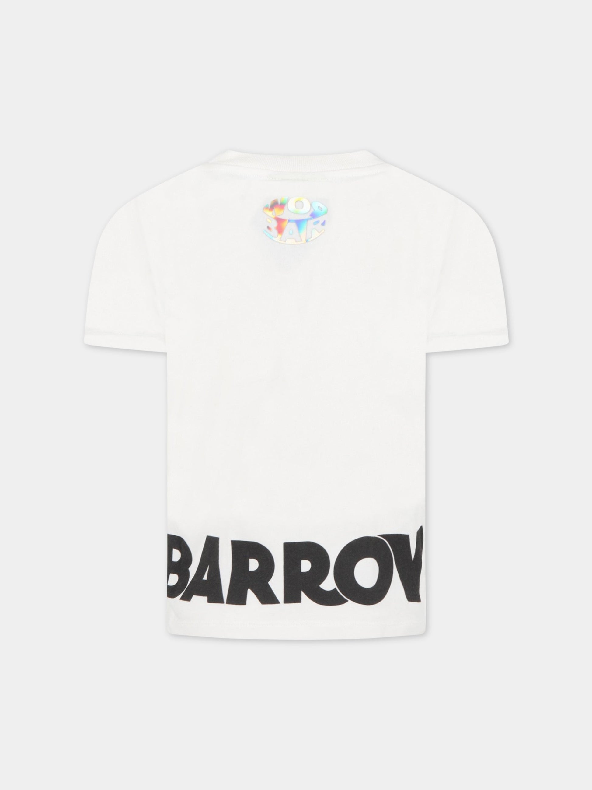 T-shirt bianca per bambini con logo nero,Barrow,032151 002