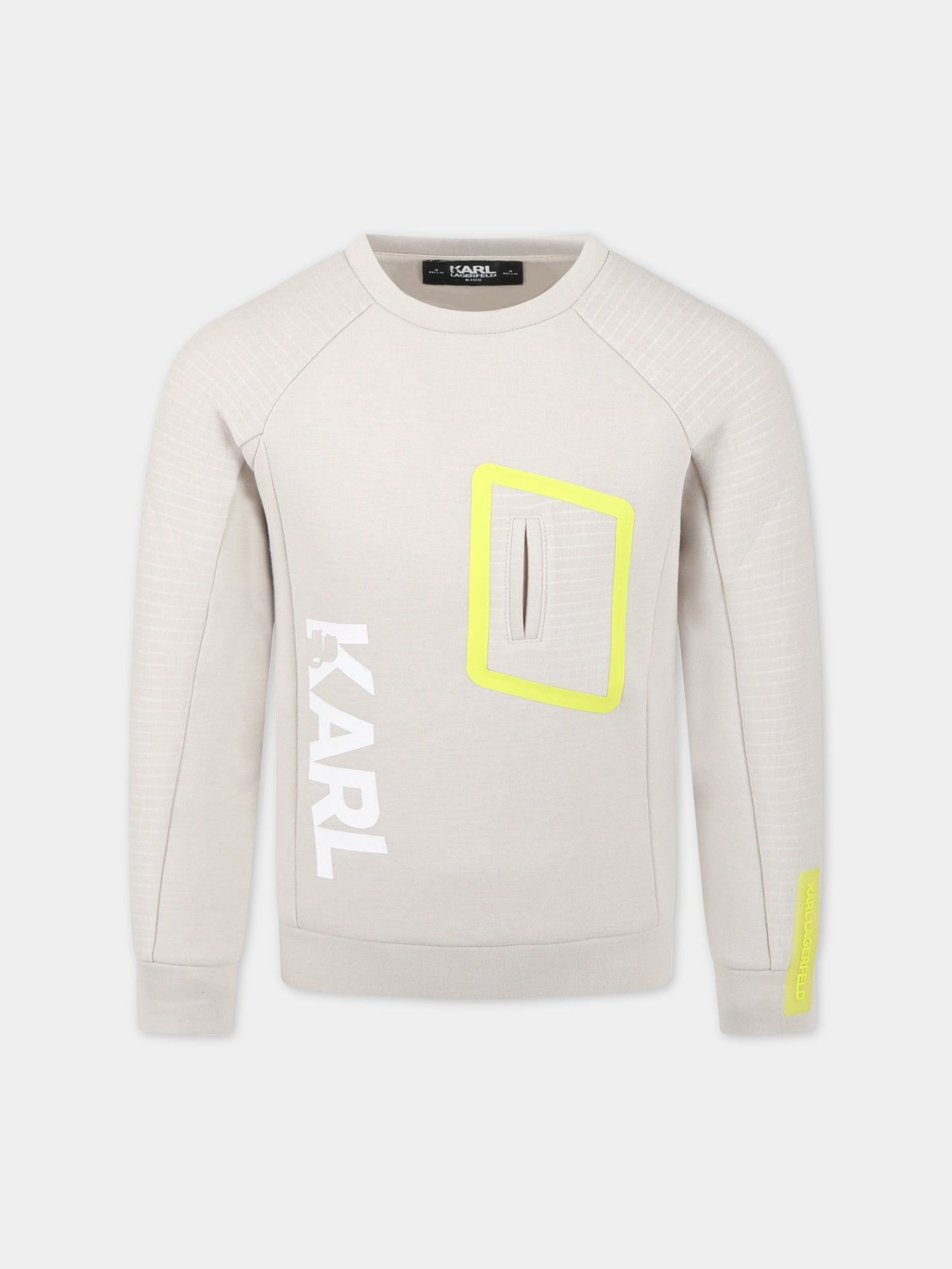 Felpa avorio per bambino con loghi,Karl Lagerfeld Kids,Z25377 23D