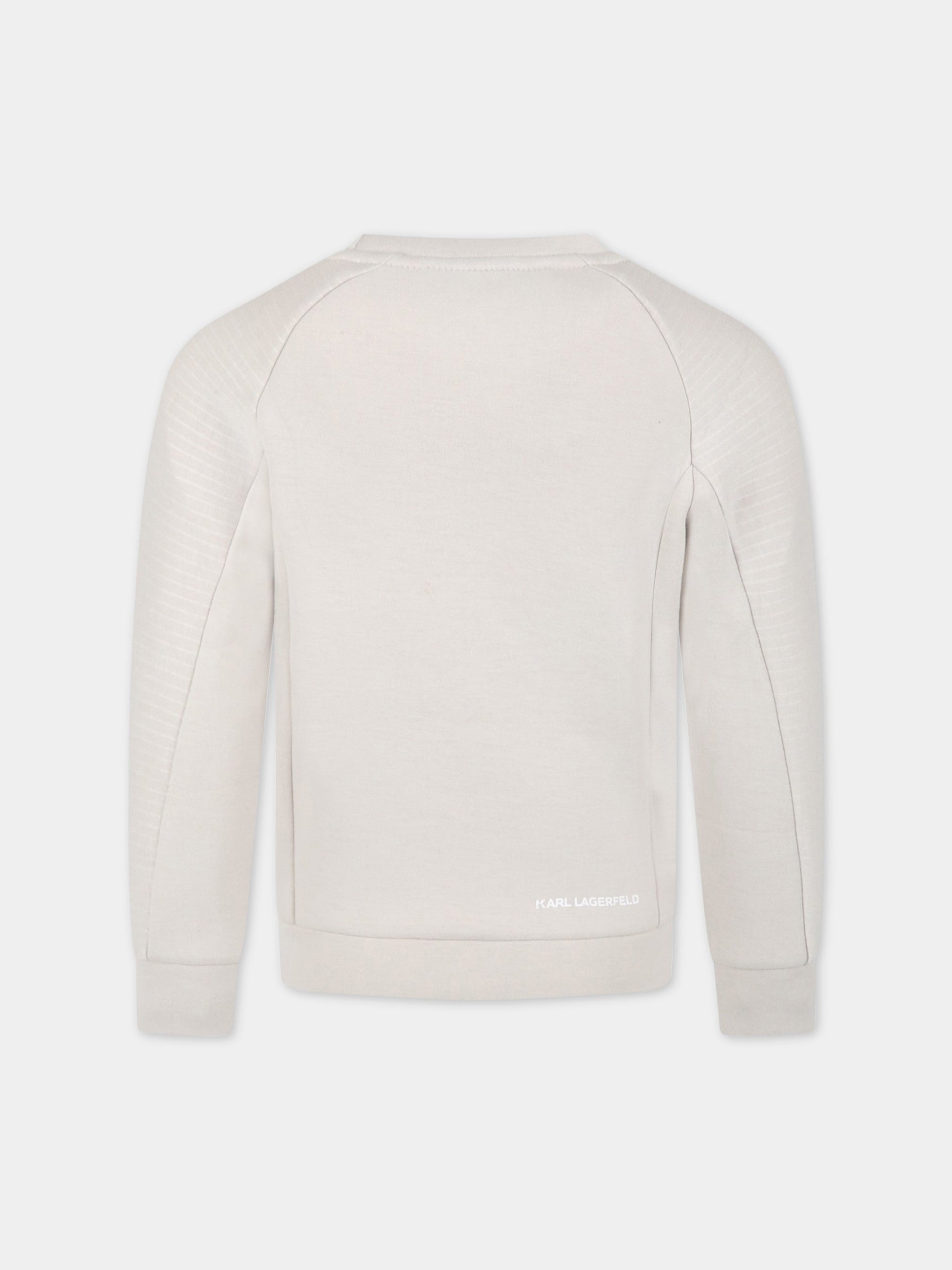 Felpa avorio per bambino con loghi,Karl Lagerfeld Kids,Z25377 23D
