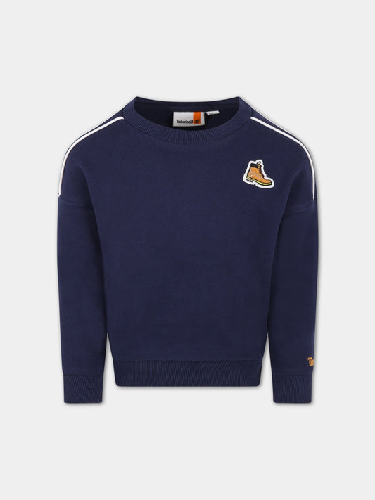 Felpa blu per bambino con iconica scarpa,Timberland,T25T60 85T