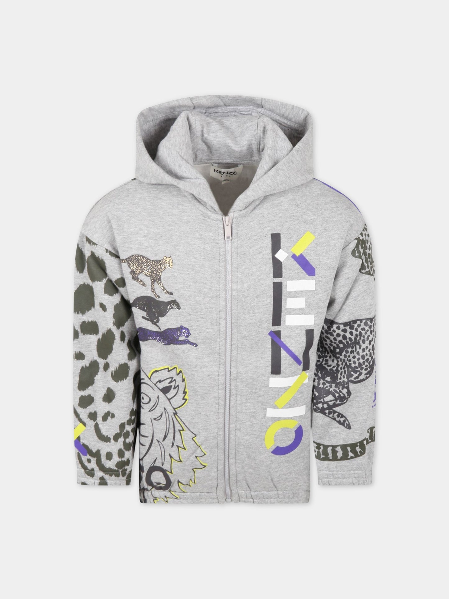 Felpa grigia per bambino con logo,Kenzo Kids,K25713 A41