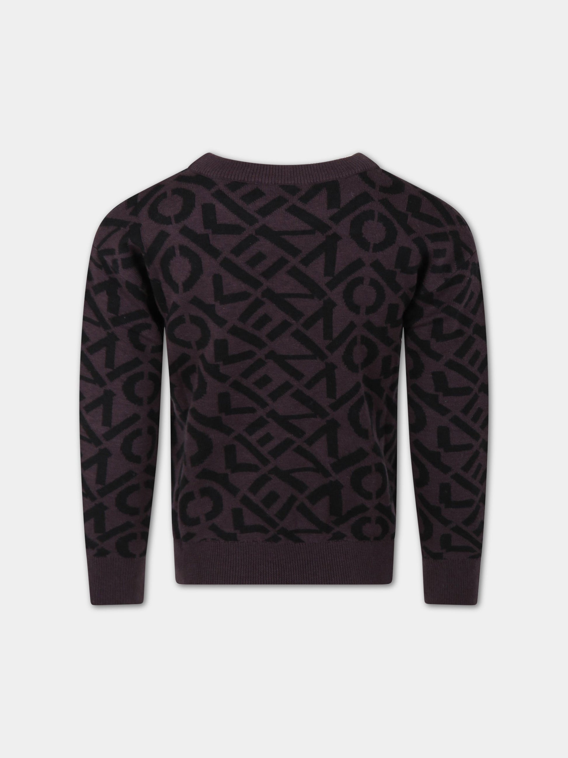 Maglione grigio per bambino con loghi,Kenzo Kids,K25726 065