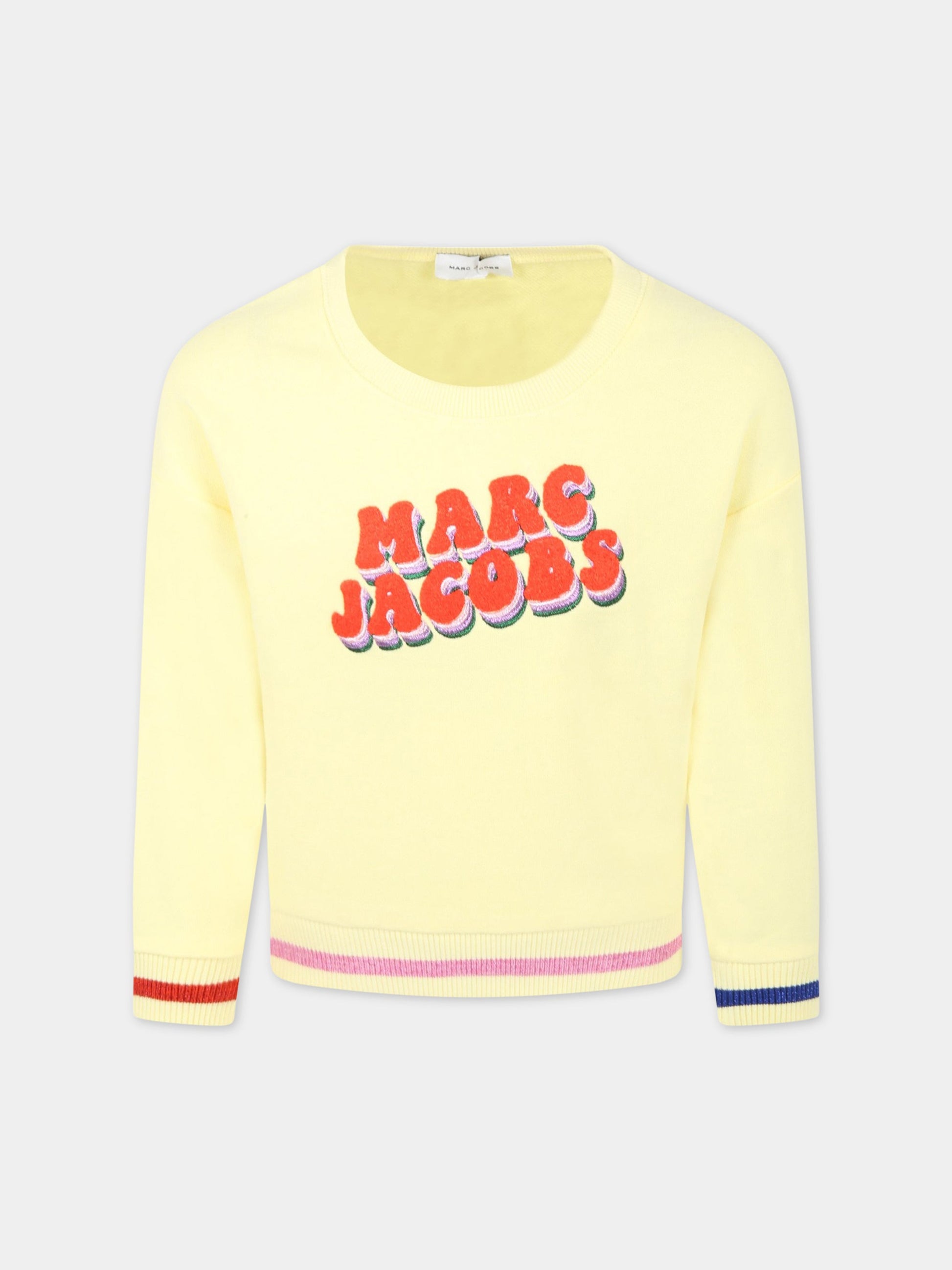 Felpa gialla per bambina con logo,Little Marc Jacobs,W15639 513