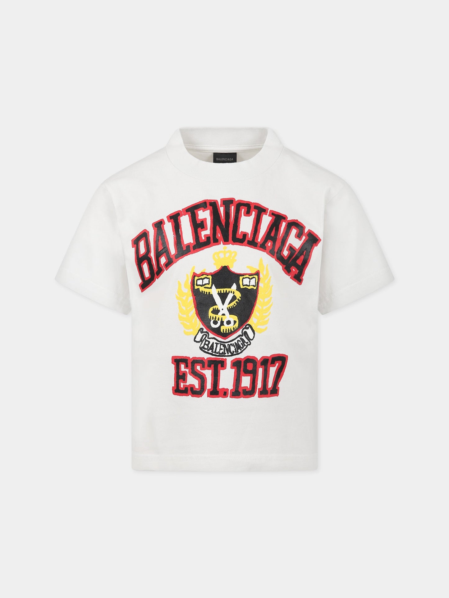 T-shirt bianca per bambini con logo,Balenciaga,681864 TOVK1 9012