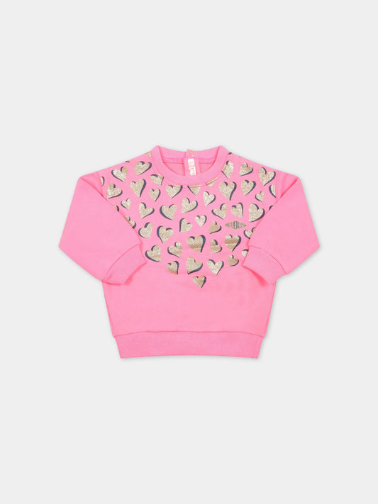 Felpa fucsia per neonata con cuori,Billieblush,U05381 473