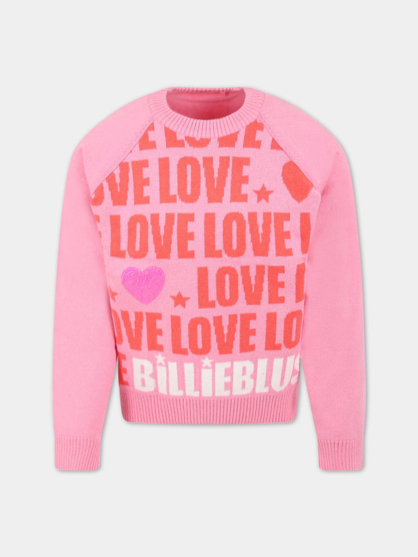 Maglione fucsia per bambina con logo,Billieblush,U15A19 44G